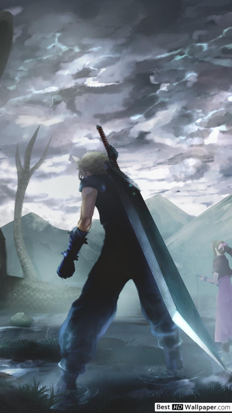 750x1340 Final Fantasy VII Lockhart, Cloud Strife & Aerith, Phone