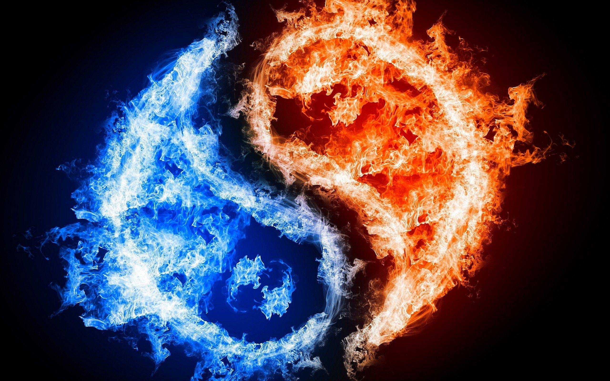 2560x1600 Yin Yang Fire Ice Wallpaper, Desktop