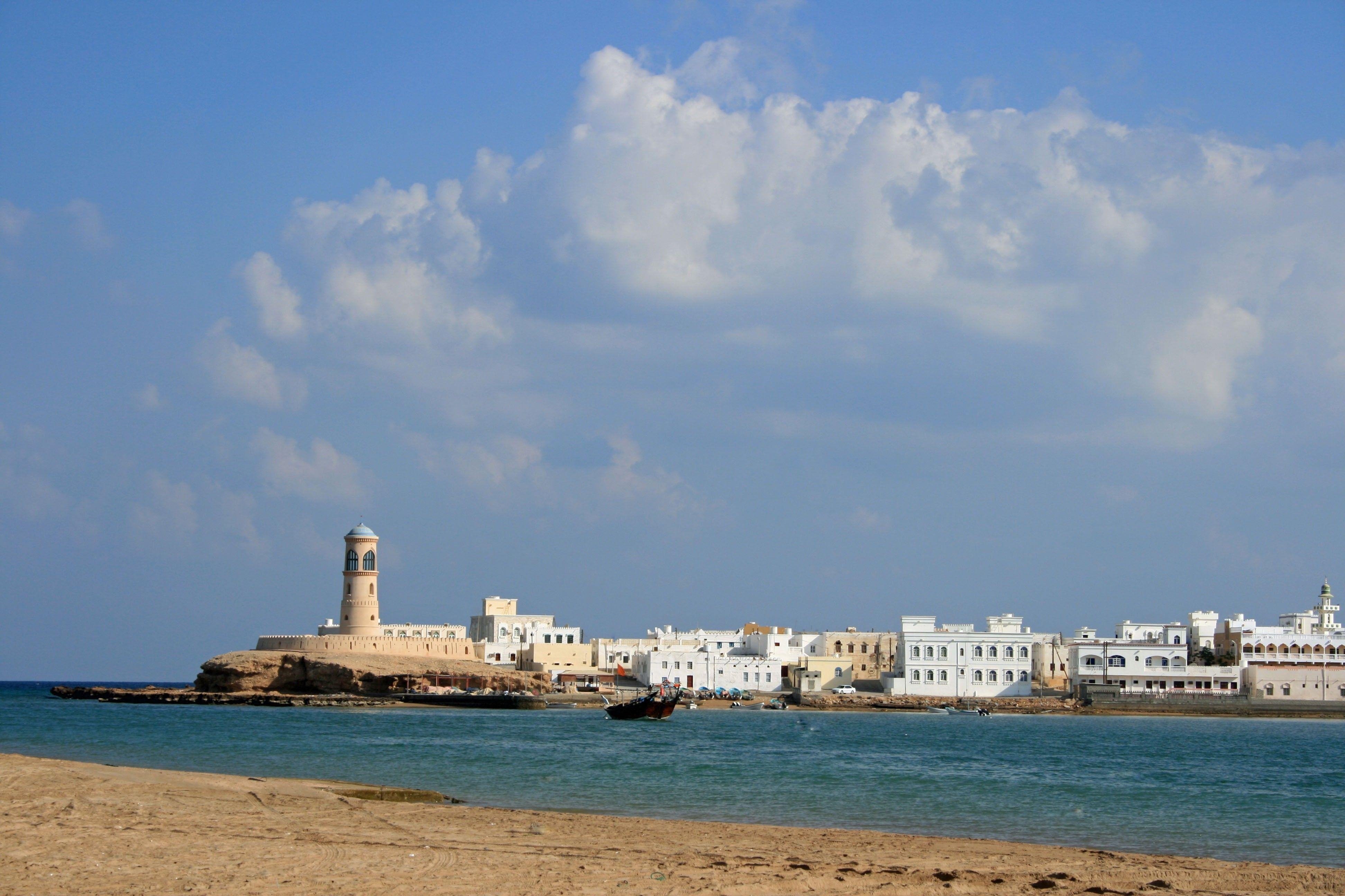 3890x2600 Beach: Beach Sand Sky James Storey Musanden Lighthouse Oman, Desktop