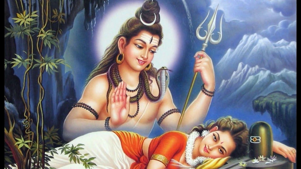 1280x720 Hindu Goddess Parvati Maa And Shiva Good Morning Wishes Greetings Image Photo Wallpaper, Desktop