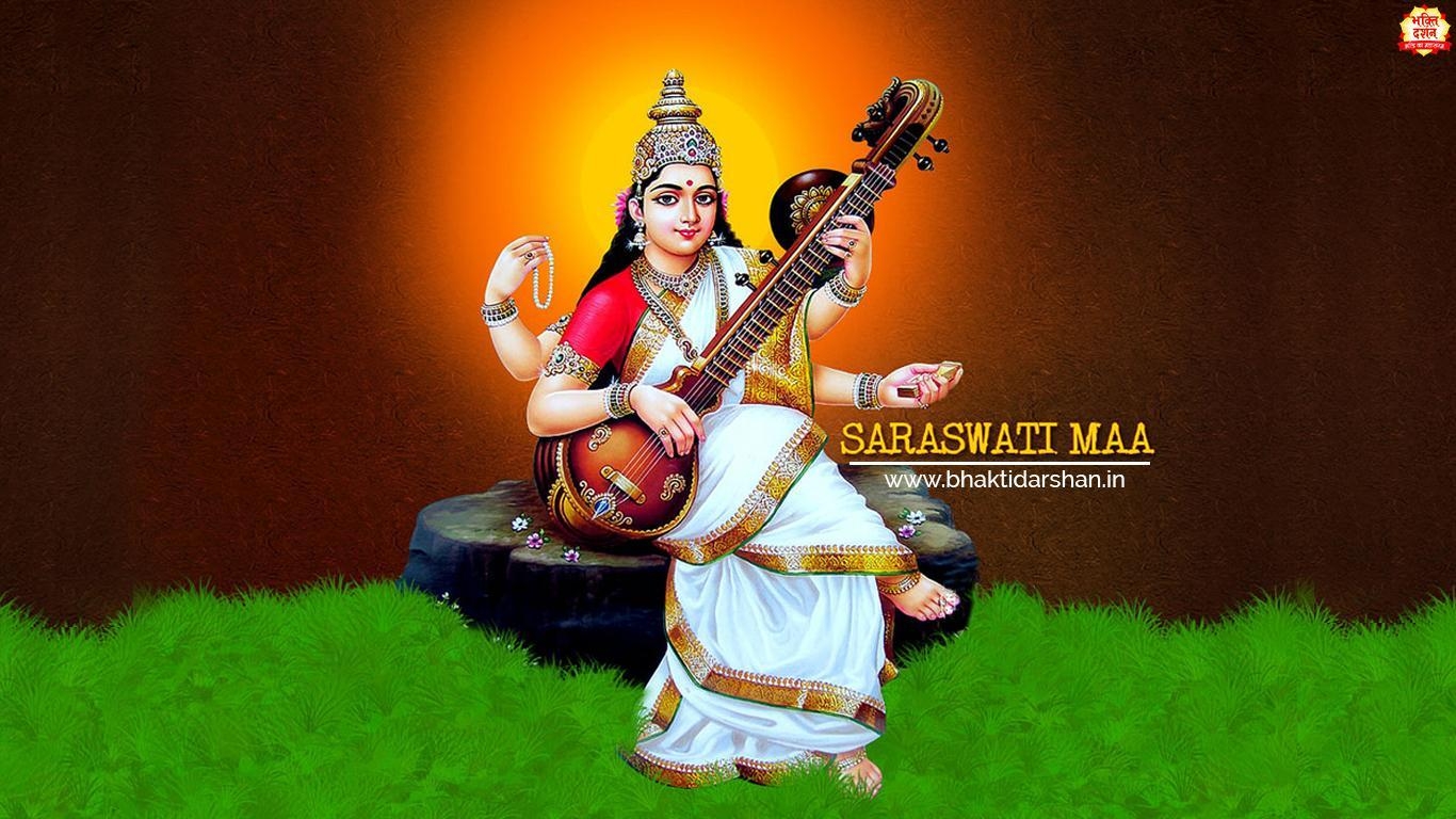 1370x770 Maa Saraswati HD Wallpaper For Laptop Download, Desktop