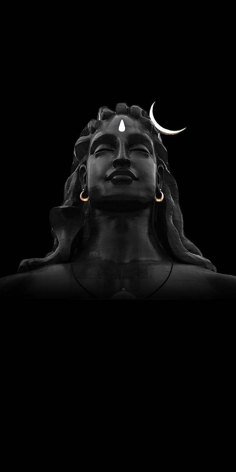 800x1600 Download Dark Mahadev Bust With Moon HD Wallpaper, Phone