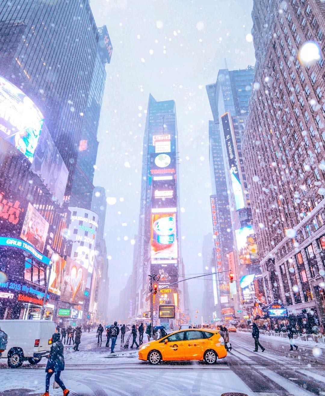 1080x1320 Times Square Snow Wallpaper, Phone