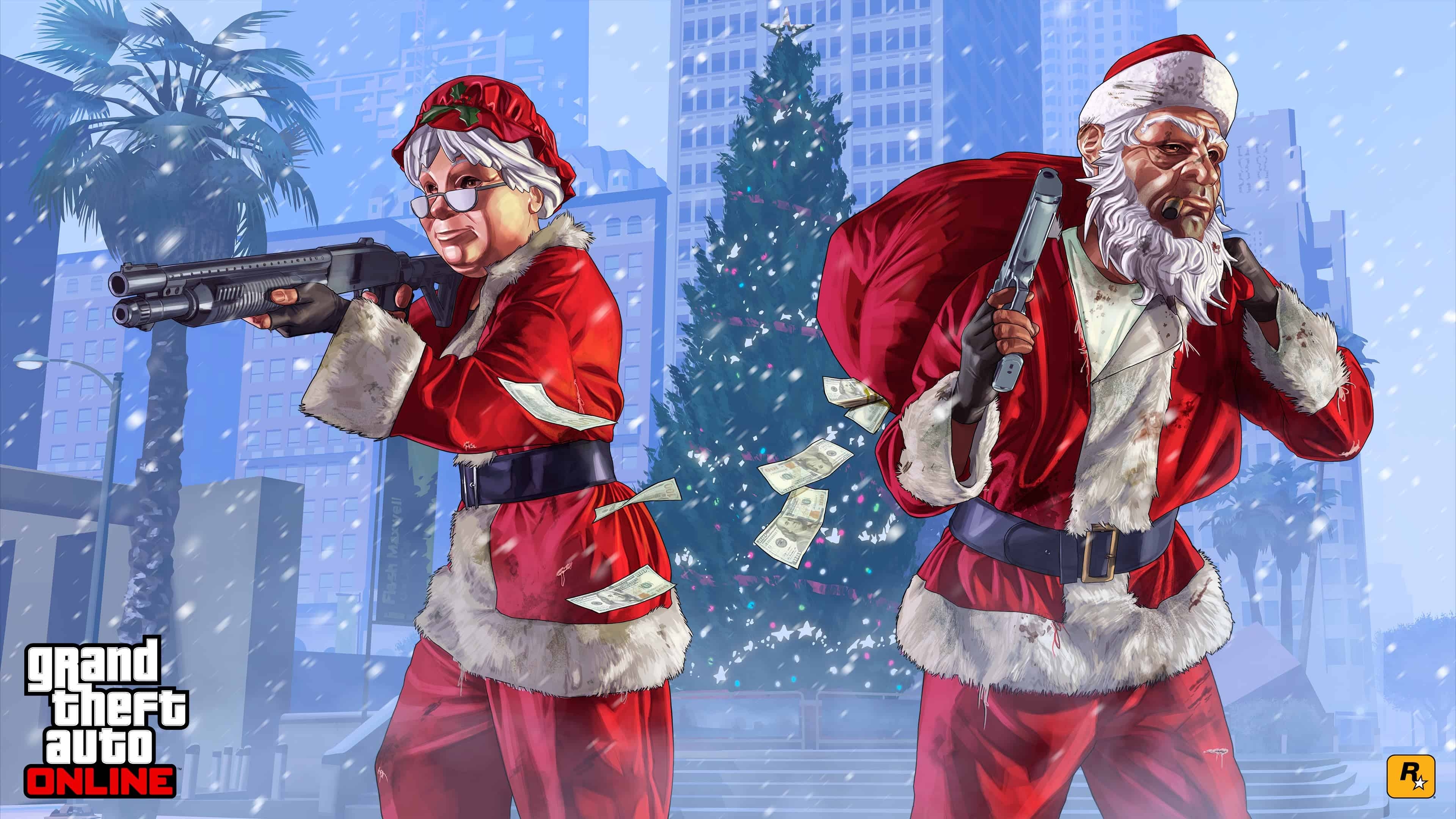 3840x2160 Grand Theft Auto 5 Online Santa Artwork For Christmas UHD 4K, Desktop