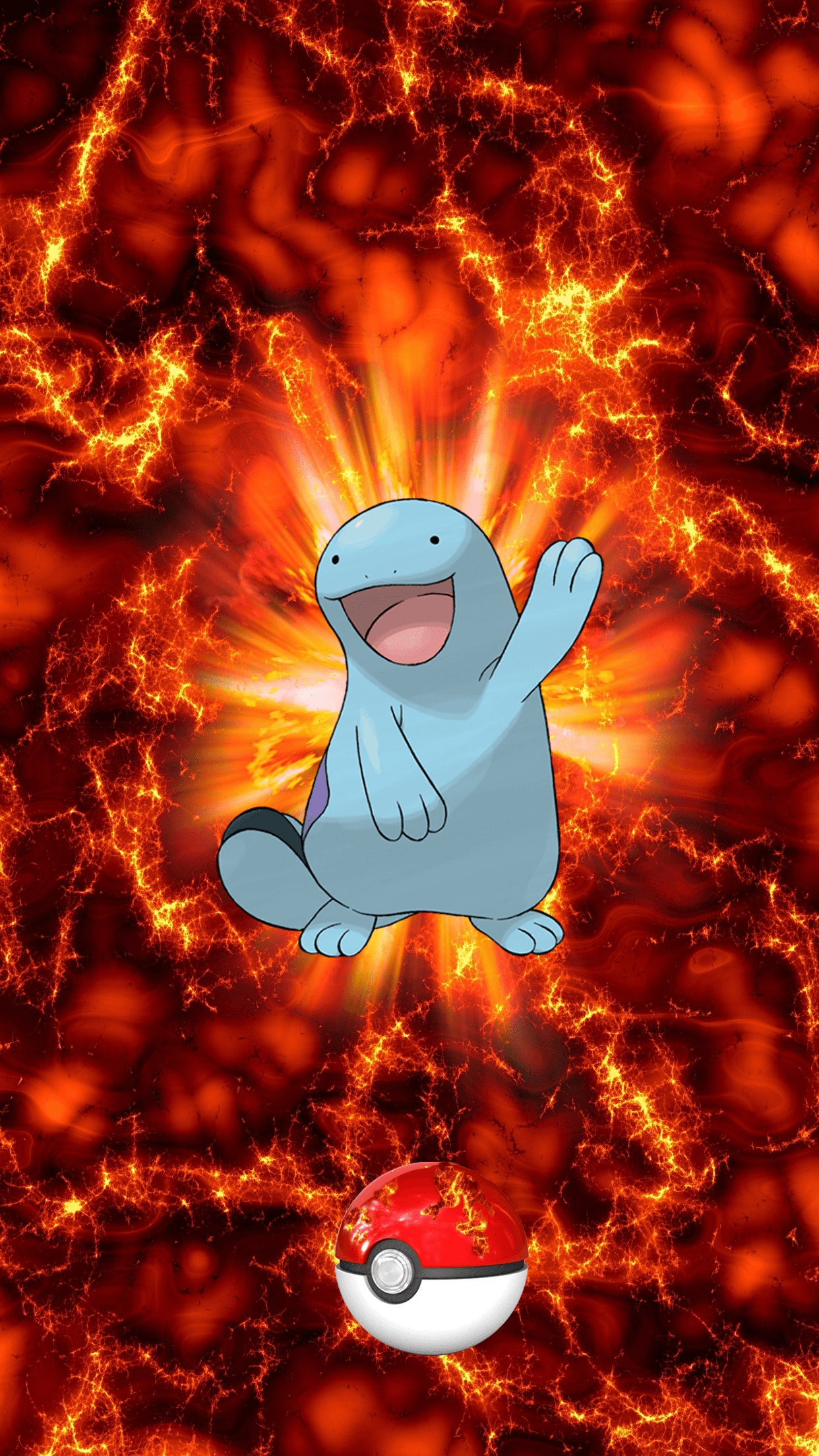 1250x2210 Fire Pokeball Quagsire Unknown Wooper, Phone