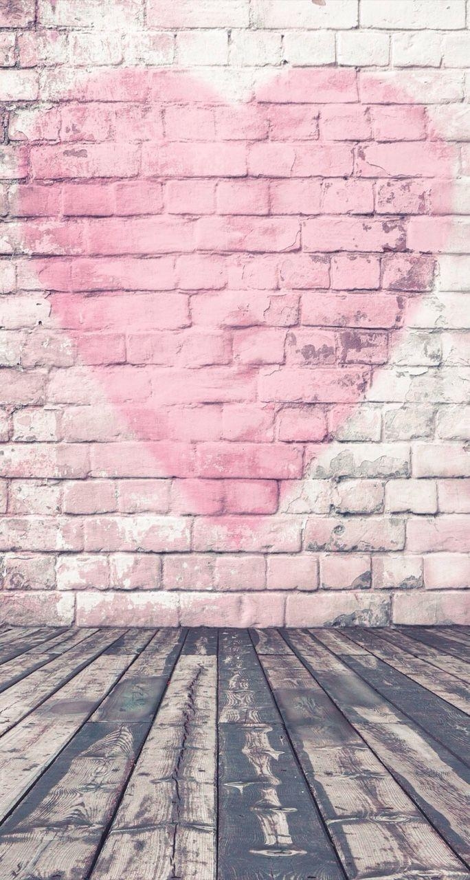 690x1280 Pink brick wall heart ❤ Download more #Valentine iPhone Wallpaper, Phone