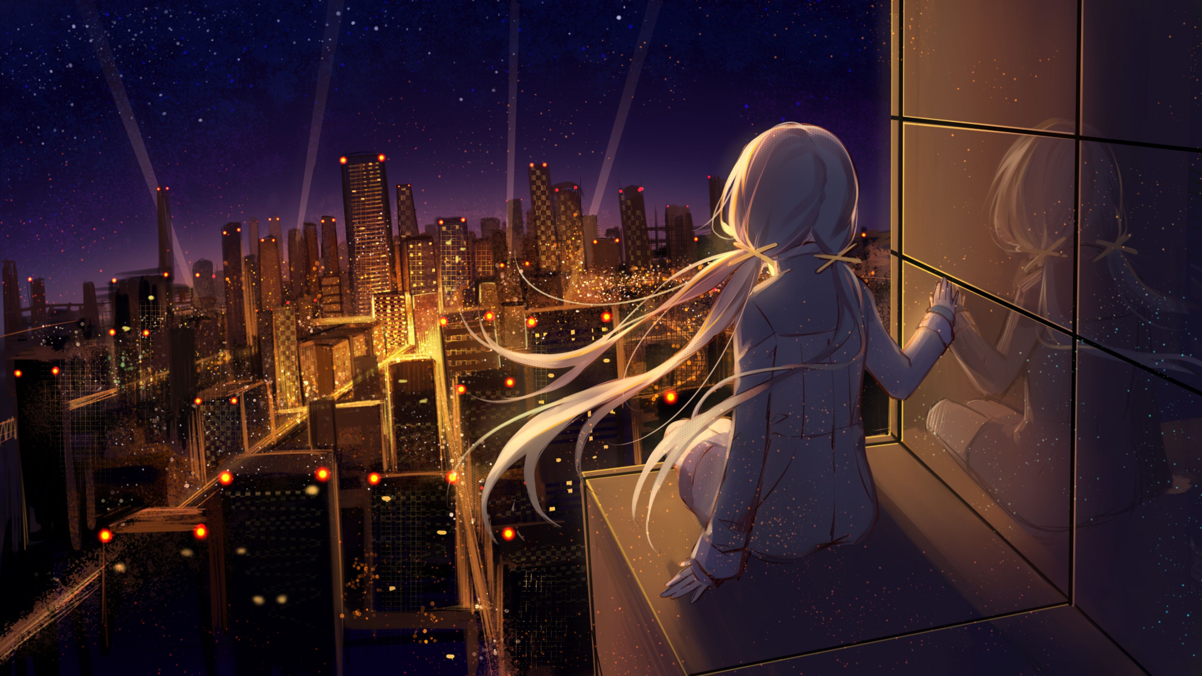 3840x2160 Anime Girl Looking at Stars 4K Wallpaper, HD Anime 4K, Desktop