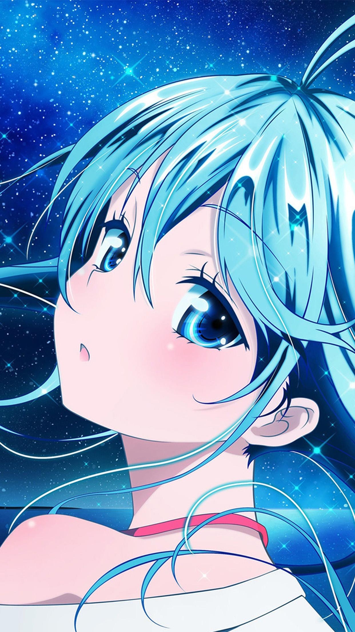 1250x2210 Anime Girl Blue Beautiful Arum Art Illustration Android, Phone