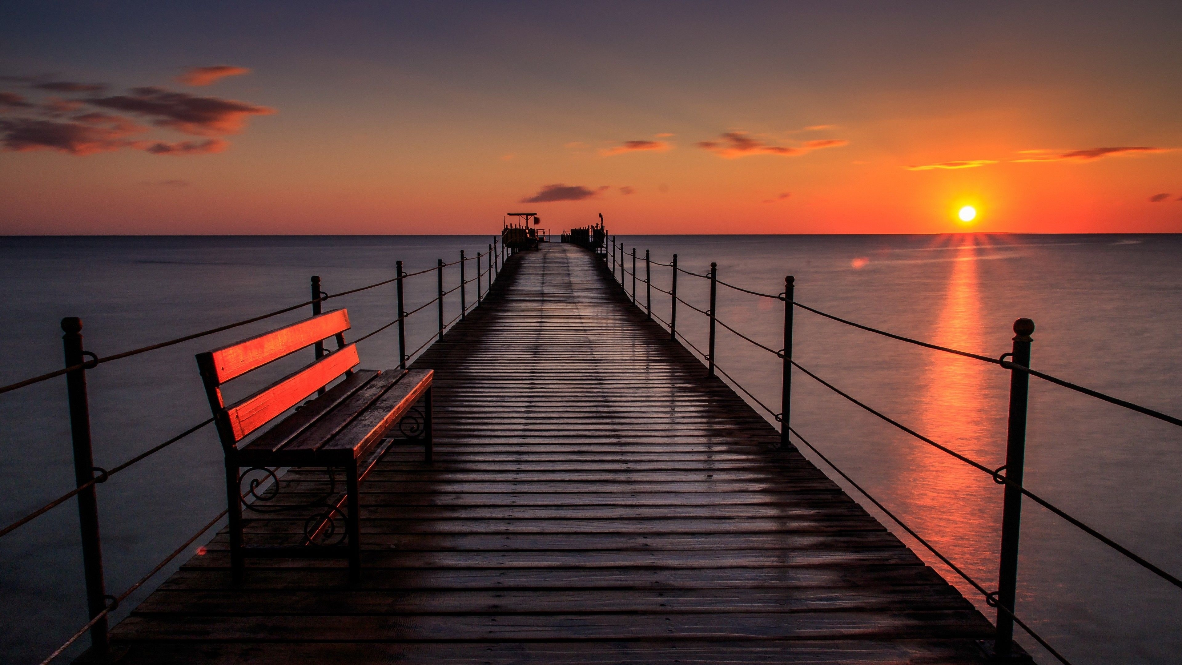 3840x2160 Wallpaper 4k Pier Bench Sunset 4k 4k Wallpaper, 5k Wallpaper, Desktop