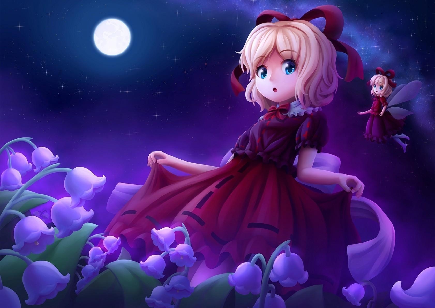 1690x1190 Download  Touhou, Su San, Blonde, Dress, Moon, Dress, Fairy, Desktop