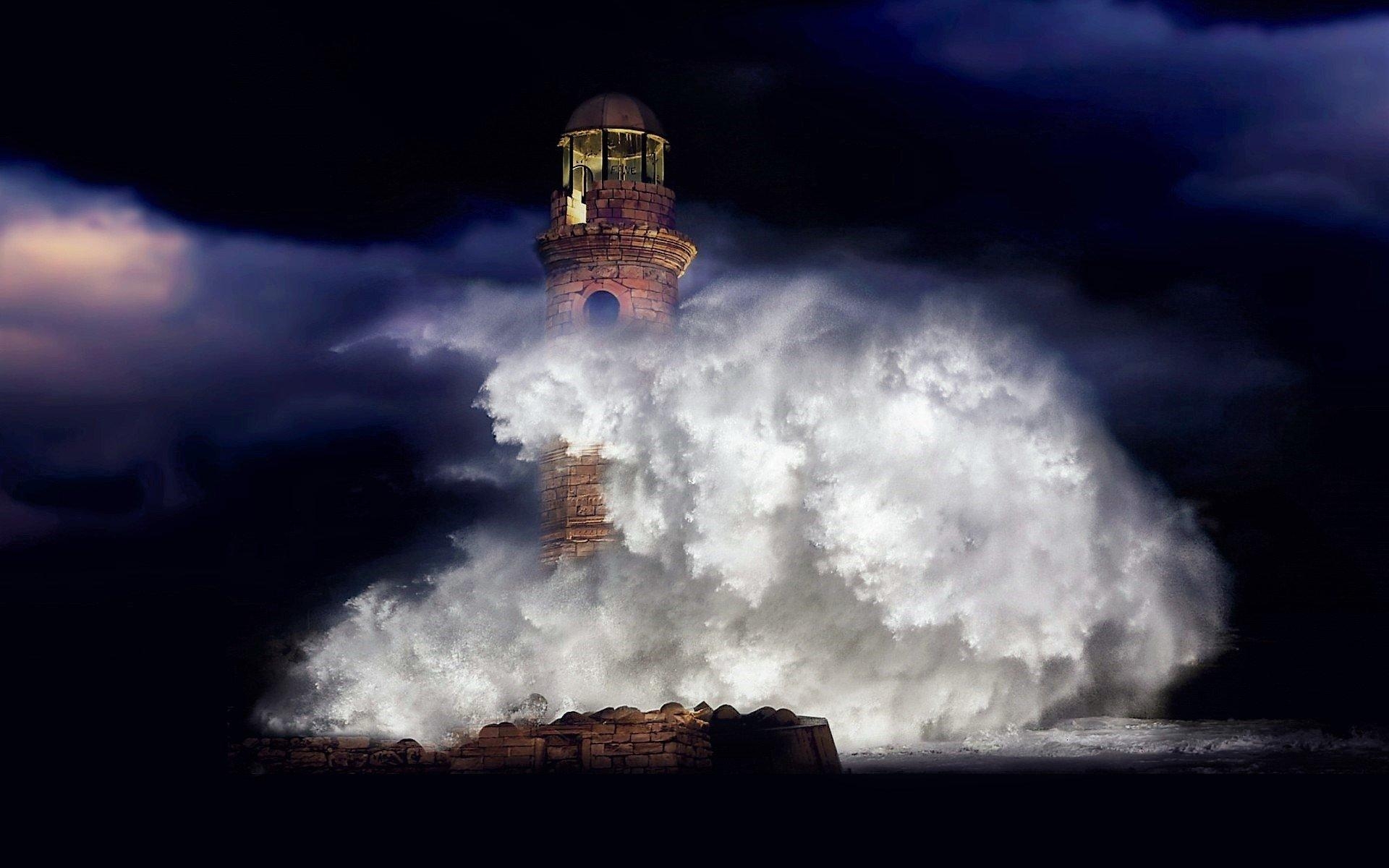 1920x1200 Lighthouse in Rough and Stormy Sea HD Wallpaper. Background Image, Desktop