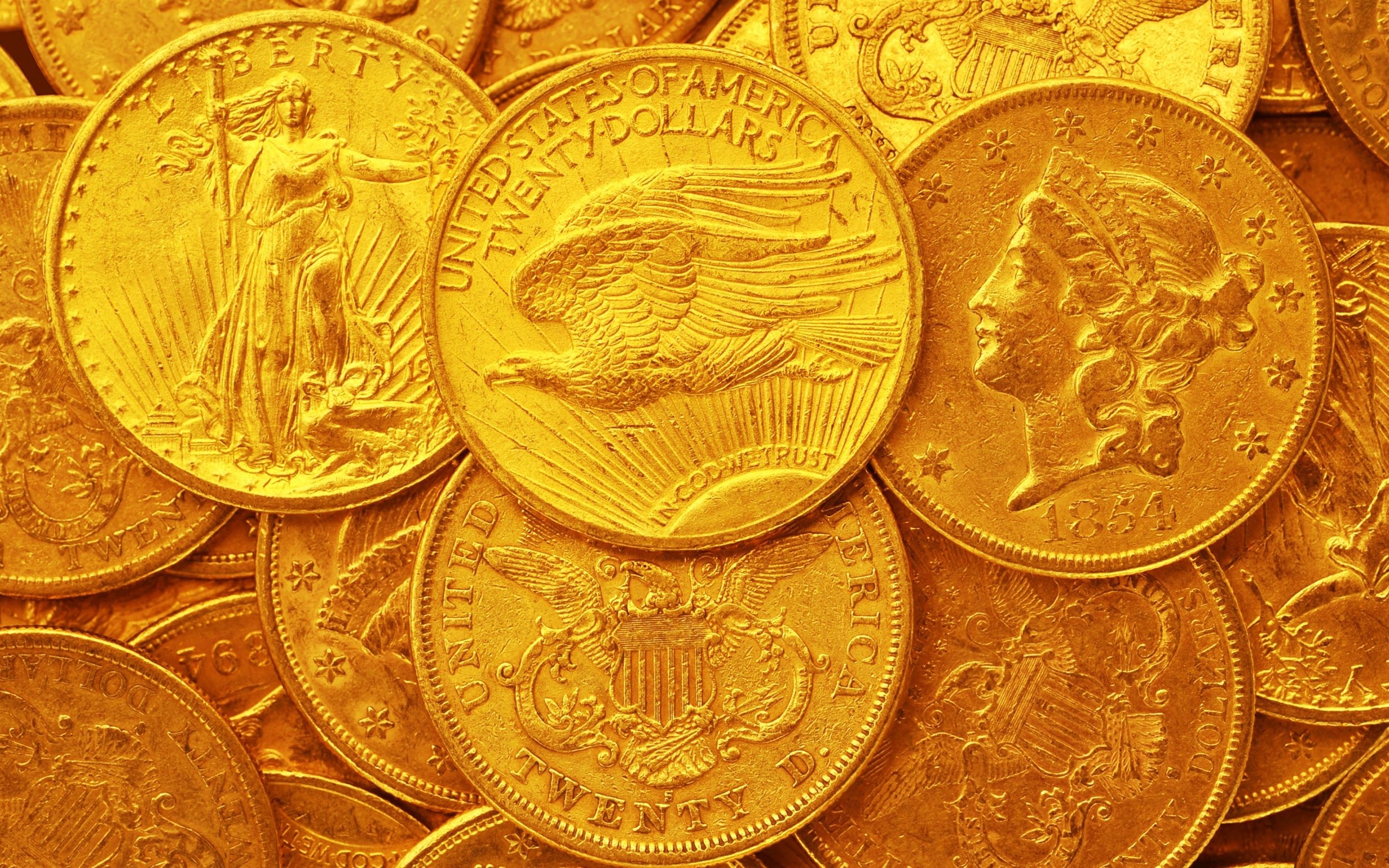 2880x1800 Wallpaper US dollars, gold coins  HD Picture, Image, Desktop