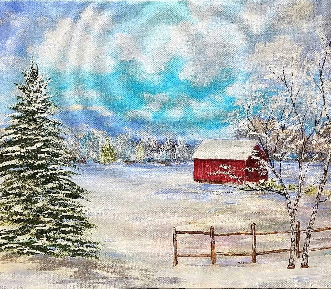 1080x950 Winter Landscape #acrylicpainting by #angelafineart on #YouTube, Desktop