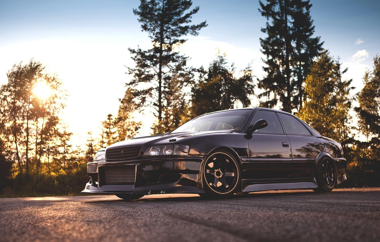1340x850 Wallpaper forest, the sky, toyota, wood, Toyota, chaser, Desktop