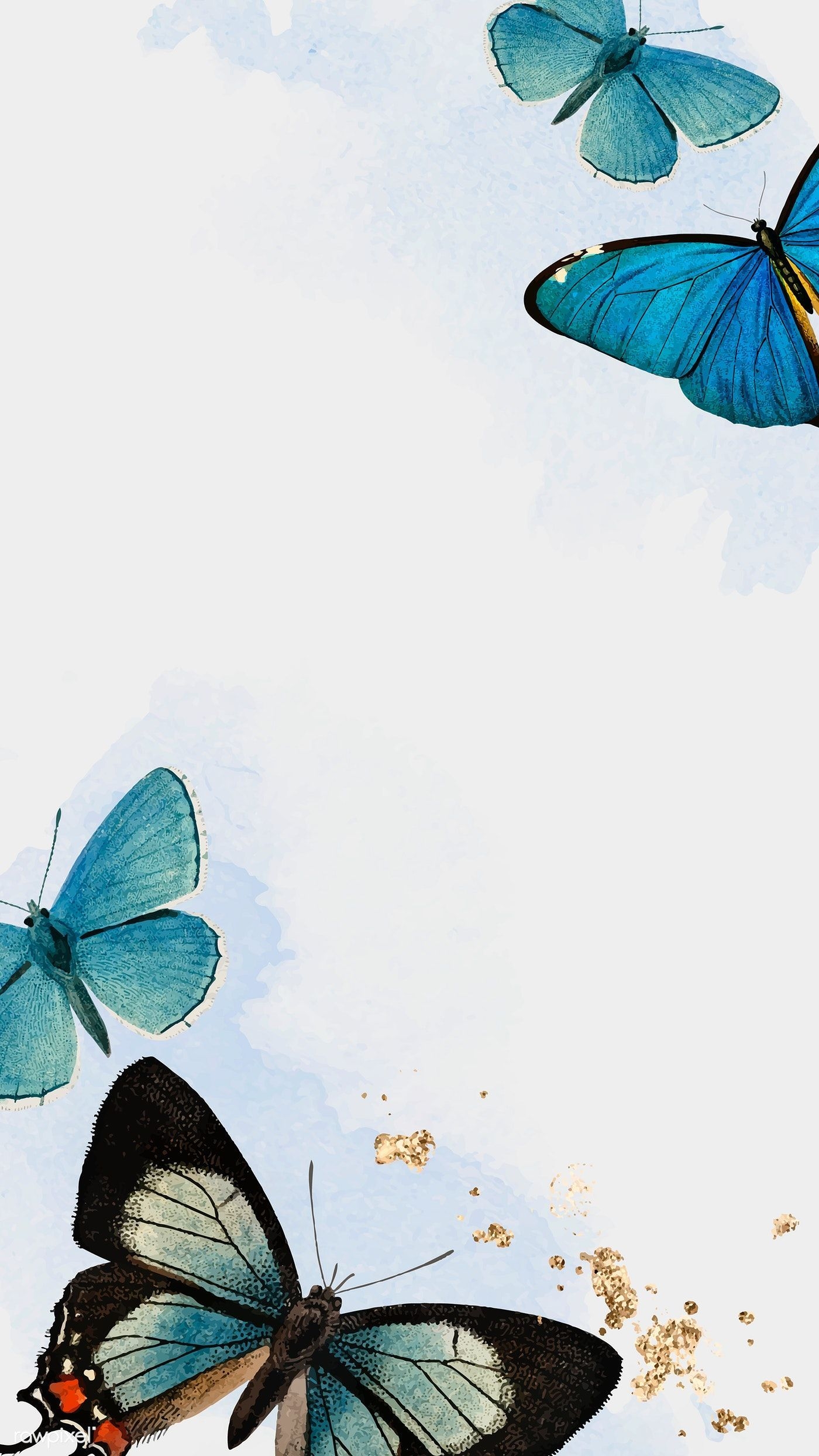 1400x2490 Download premium vector of Blue butterflies patterned mobile phone, Phone