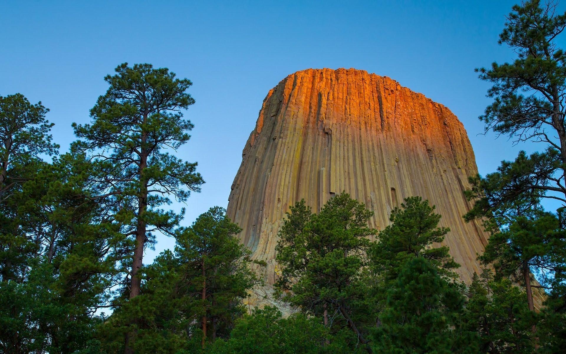 1920x1200 Devils tower national monument, Wyoming, Mountain, Trees, Height, Desktop