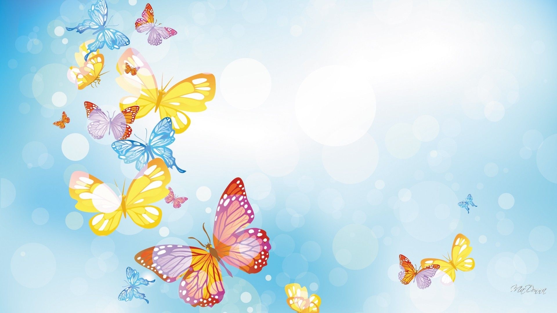 1920x1080 ScreenHeaven: Butterflies many spring yellow blue bokeh summer (2022), Desktop