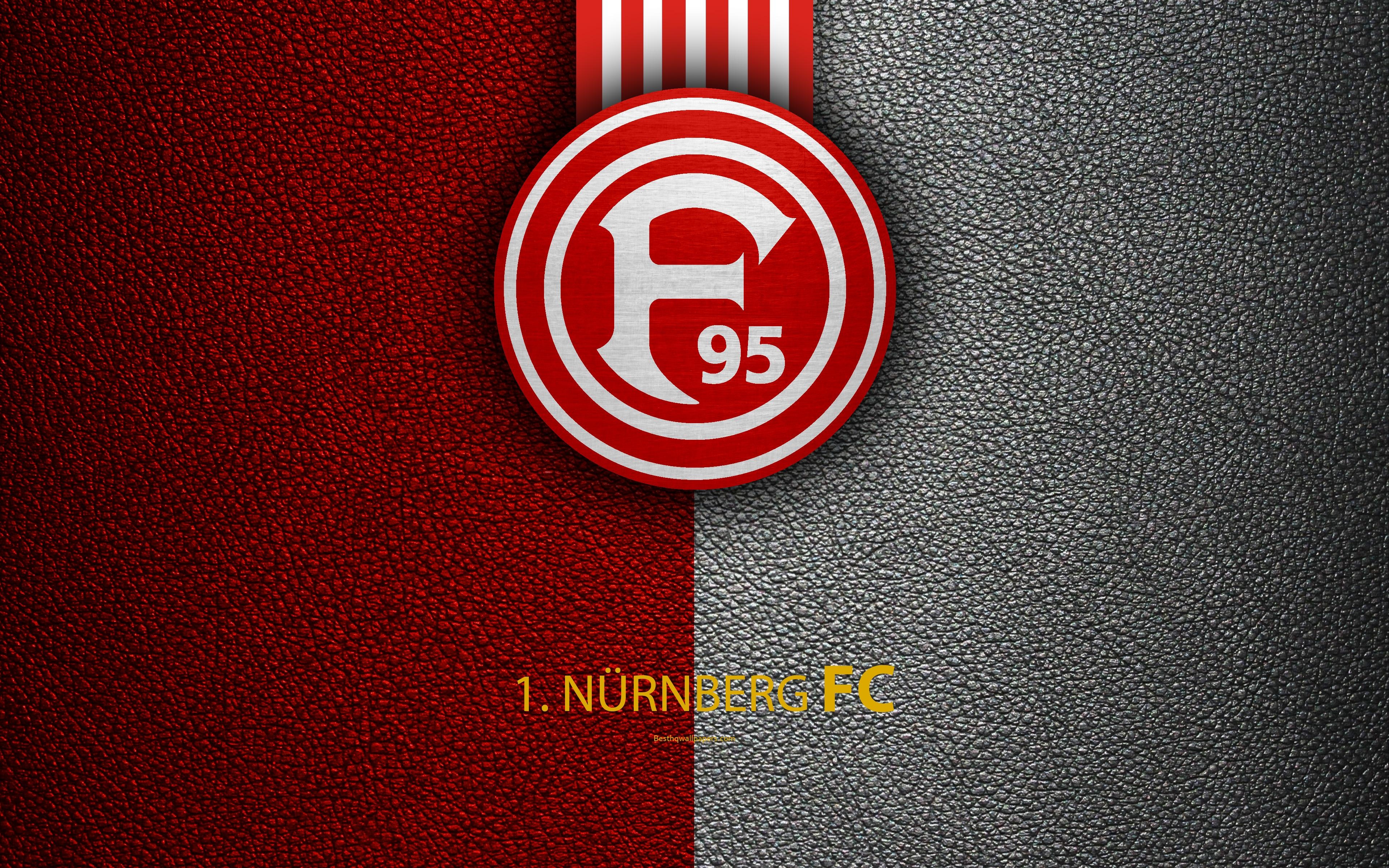 3840x2400 Download wallpaper FC Nürnberg, 4K, leather texture, German, Desktop