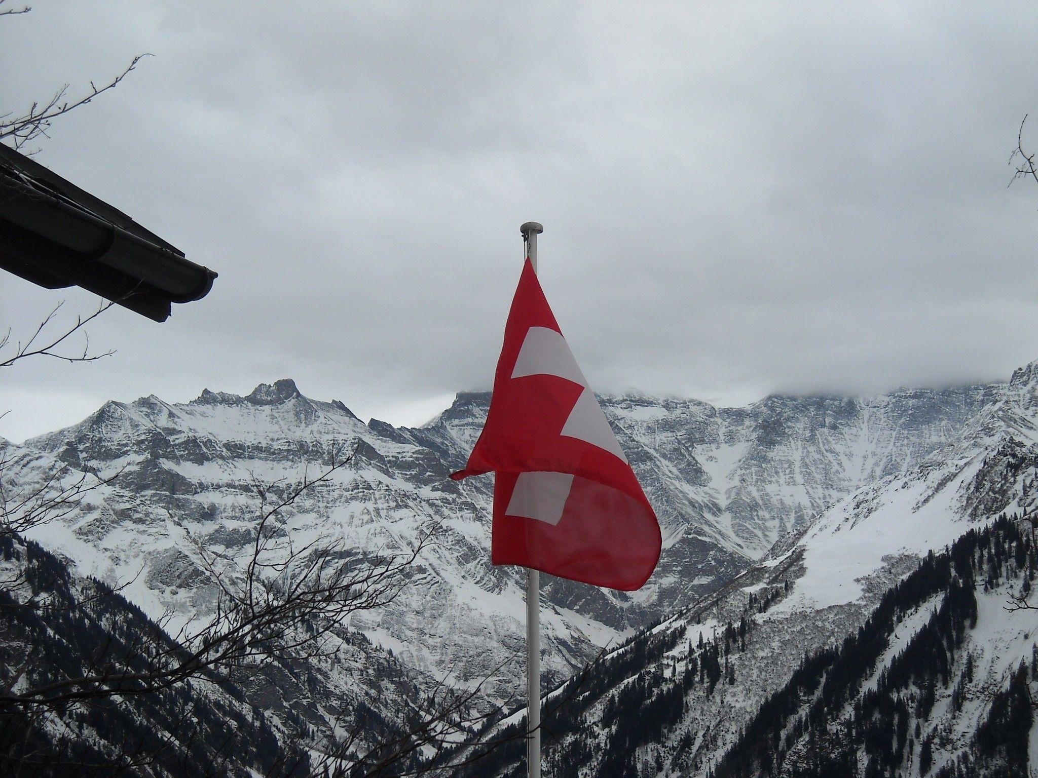 2050x1540 Mountain: Swiss Flag Mountains Blue White Rock Austria Sky Skiing, Desktop