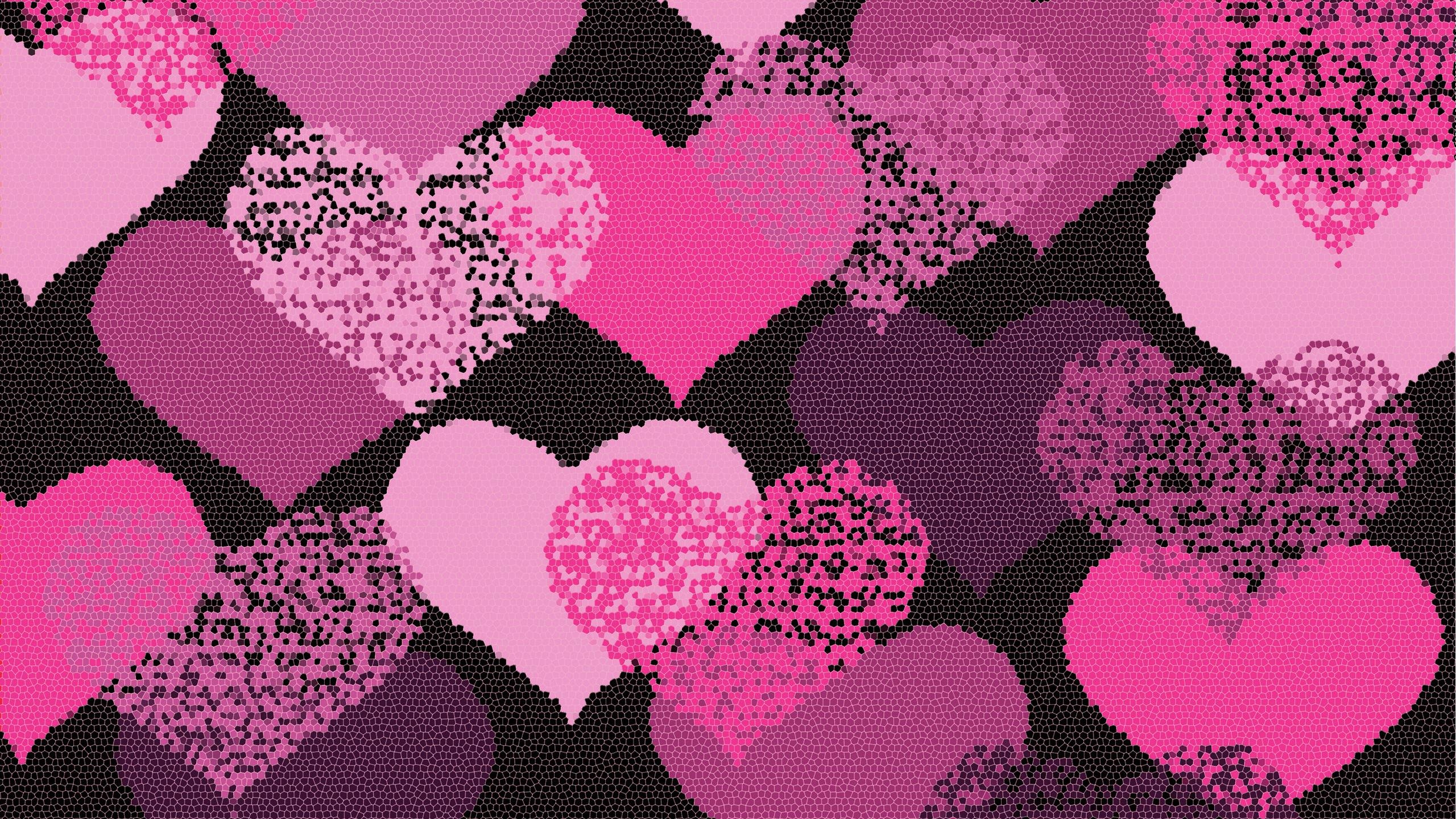 2560x1440 Pink hearts Wallpaper #, Desktop