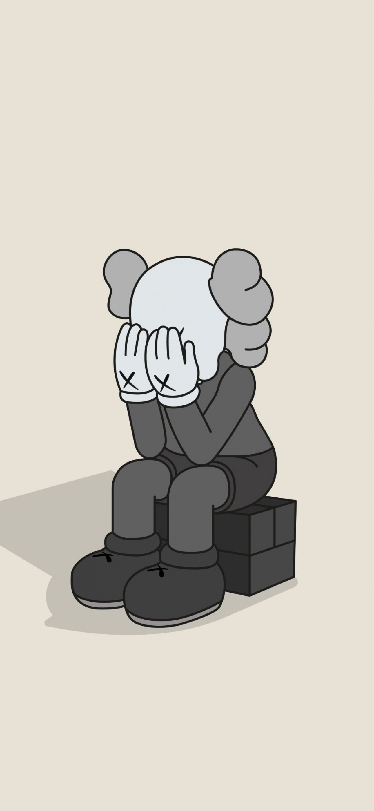 1290x2800 Kaws sad Wallpaper 4K, Kaws alone, Sad mood, Minimal, Phone