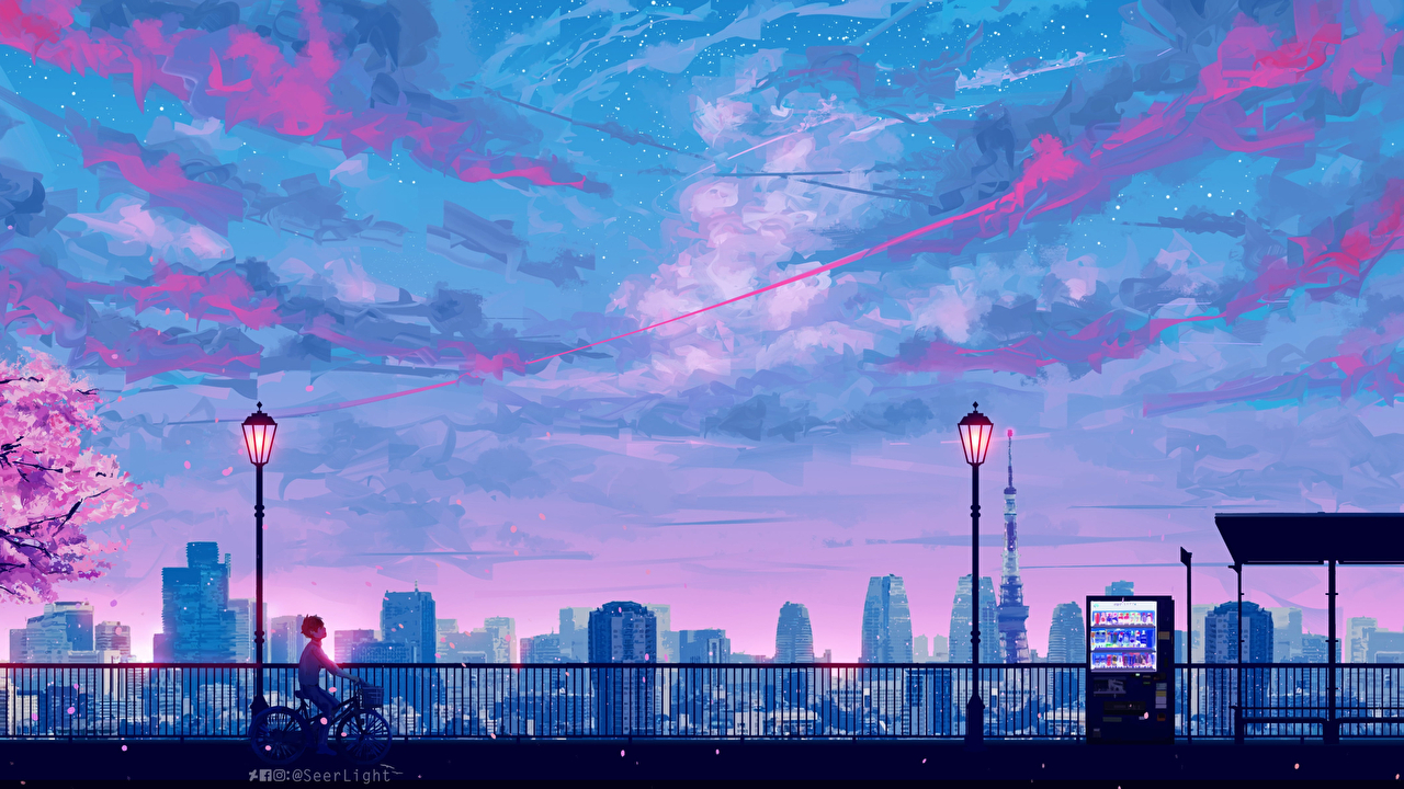 1280x720 x 2160) purple and blue clouds, Desktop