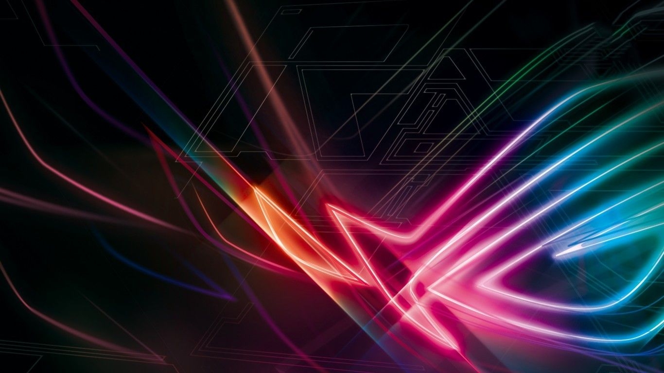 1370x770 Download  Republic Of Gamers, Rog, Asus, Neon Design Wallpaper for Laptop, Notebook, Desktop