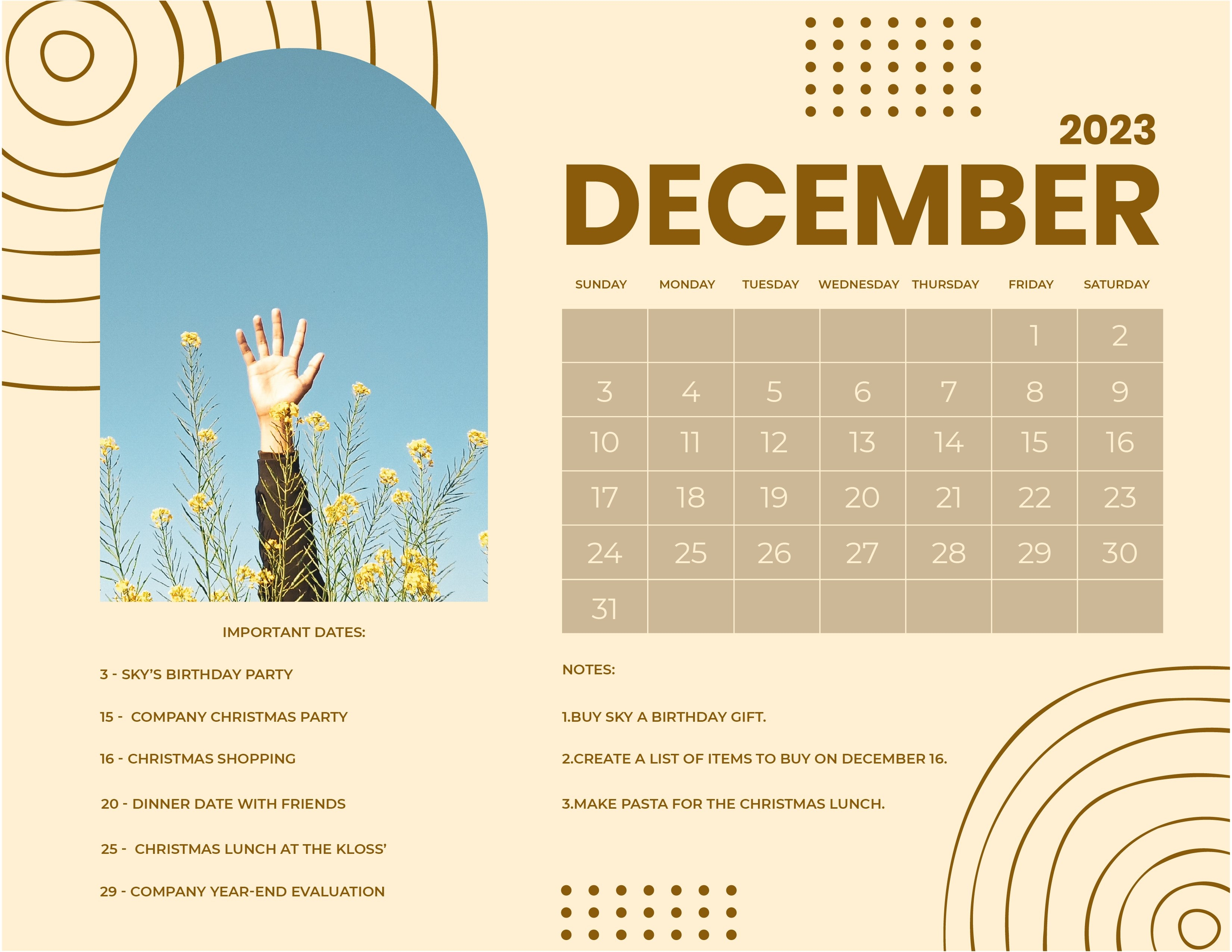 3310x2560 Free December 2023 Photo Calendar in Word, Google Docs, Illustrator, EPS, SVG, JPG, Desktop