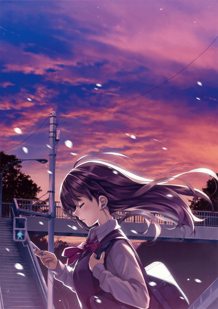 750x1070 Alone, Long Hair, Schoolgirls, Anime Girls HD Wallpaper, Phone