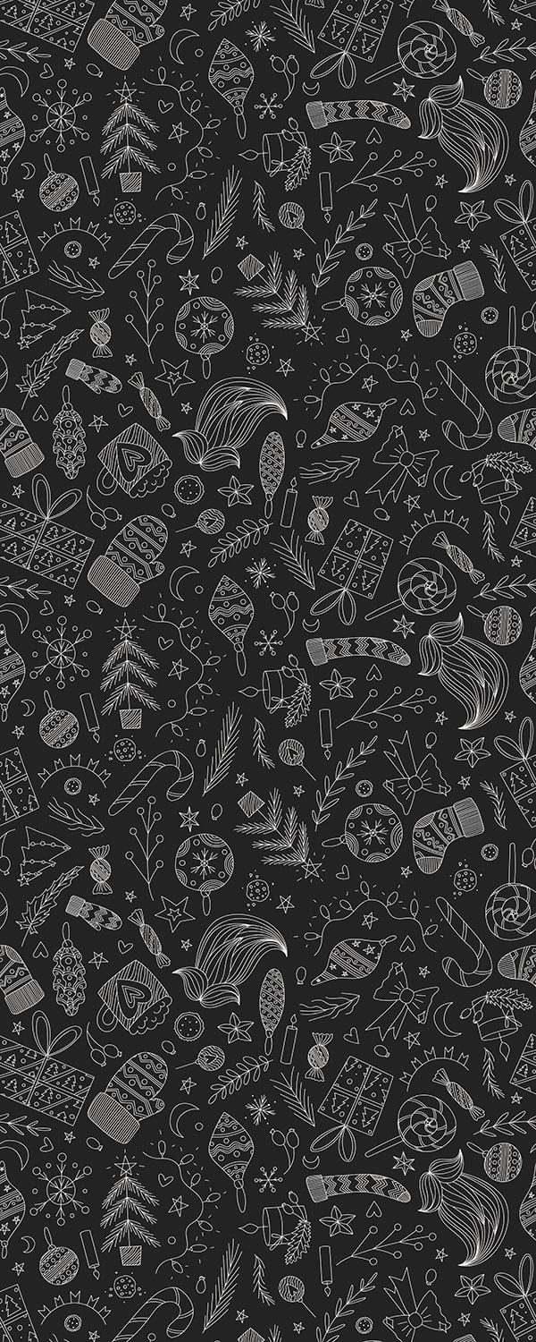 600x1500 Black Christmas Doodle Pattern. Wallpaper iphone christmas, Phone wallpaper patterns, Dark christmas, Phone