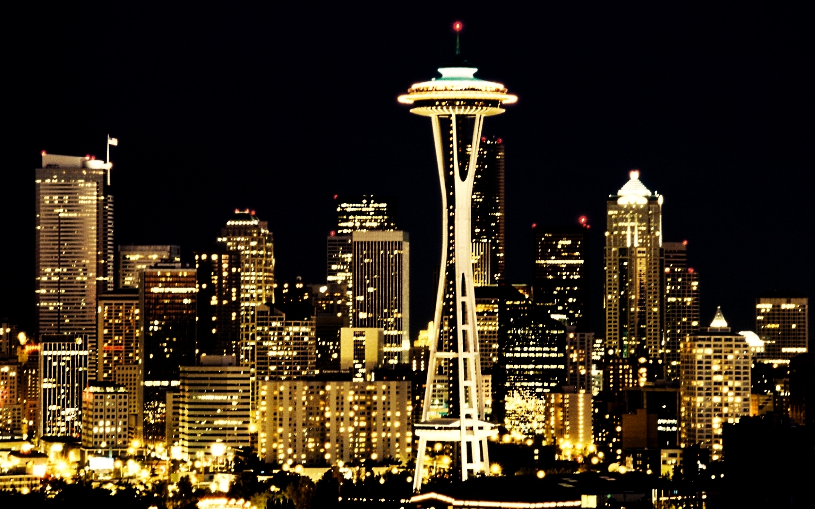 1680x1050 Seattle Moon Night Wallpaper 11 X 1050, Desktop