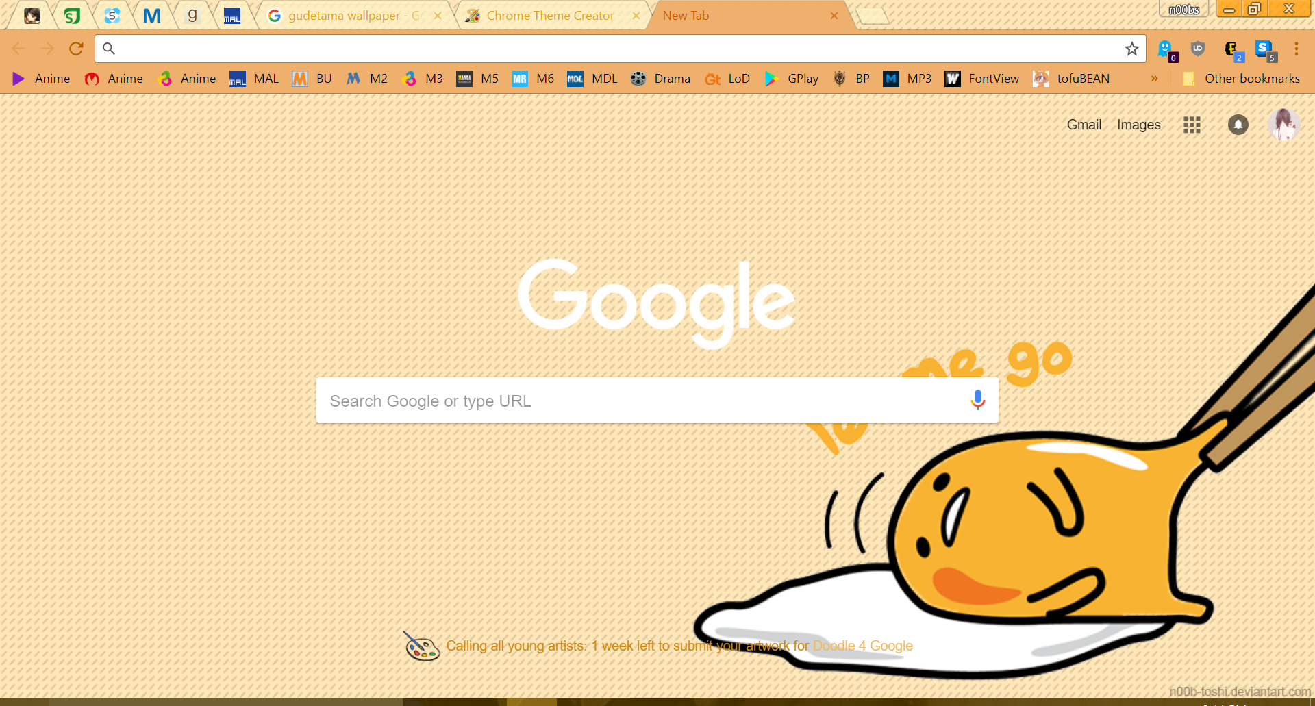 1920x1040 Gudetama Chrome Theme By N00b Toshi, Desktop