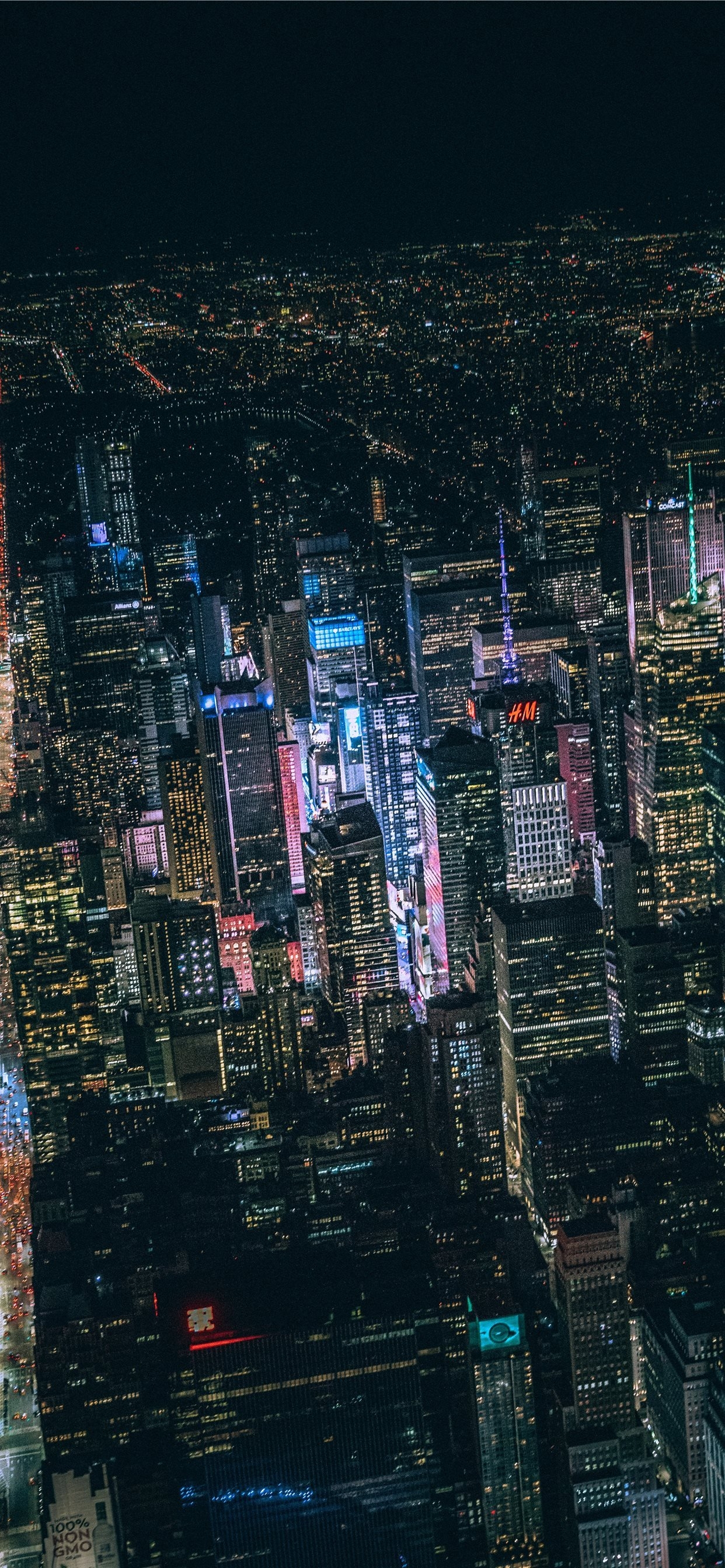 1250x2690 aerial view of city buildings during night time iPhone X Wallpaper Free Download, Phone