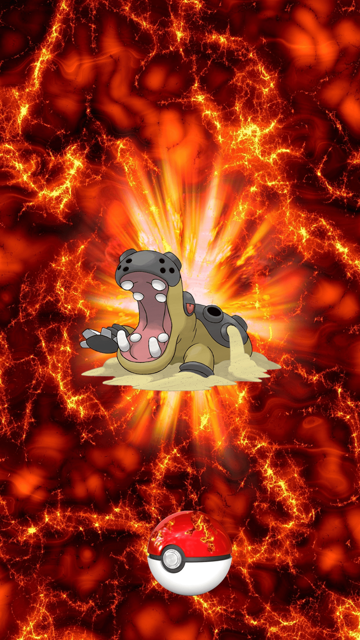 1250x2210 Fire Pokeball Hippowdon Kabaldon 22 Hippopotas, Phone