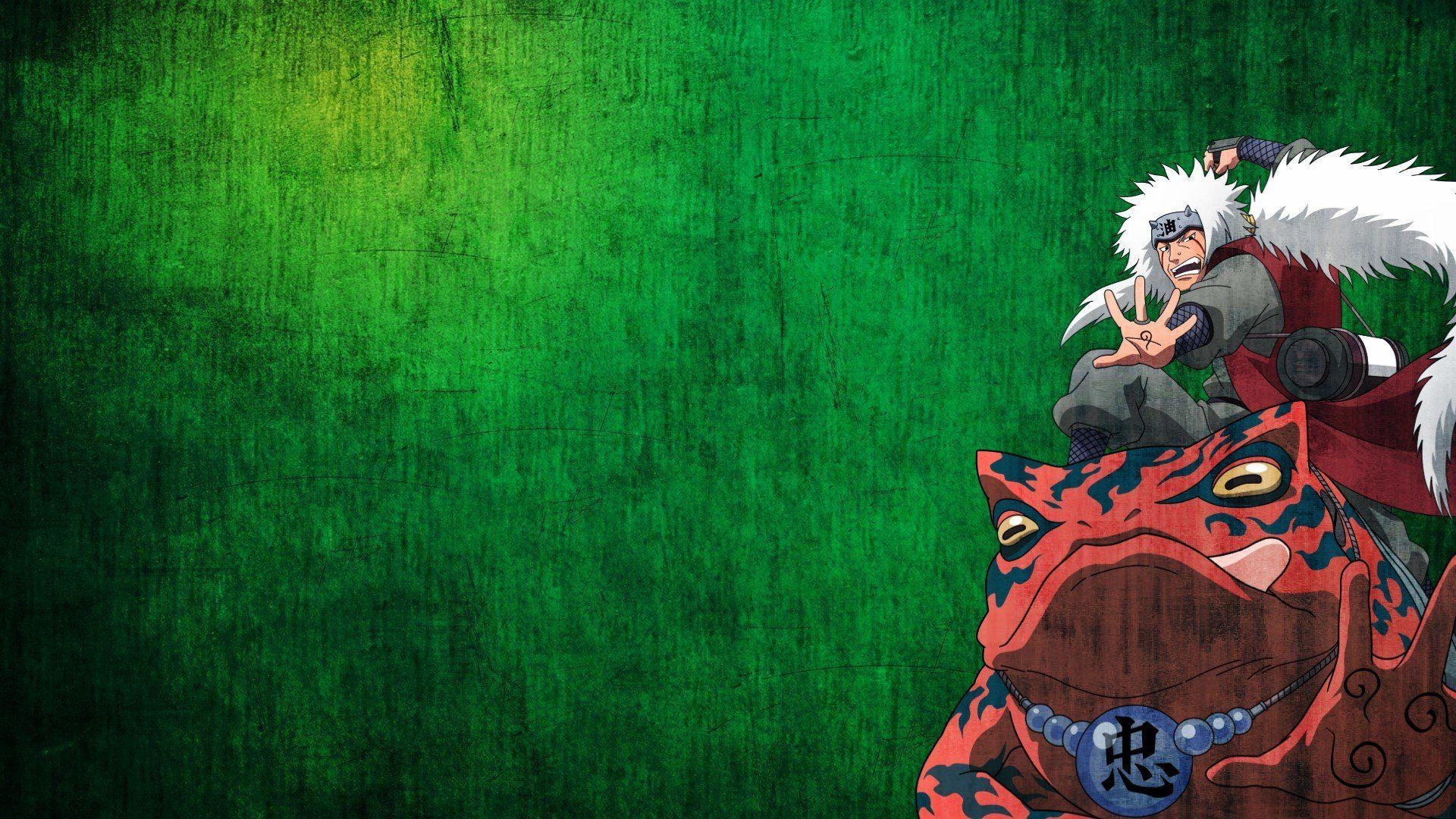 1920x1080 Naruto: Shippuden frogs anime anime boys Jiraiya green background, Desktop