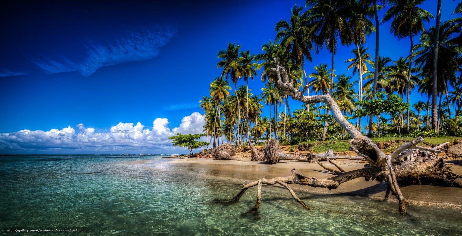 1600x820 Download wallpaper Las Terrenas, Samana, Dominican Republic, Desktop