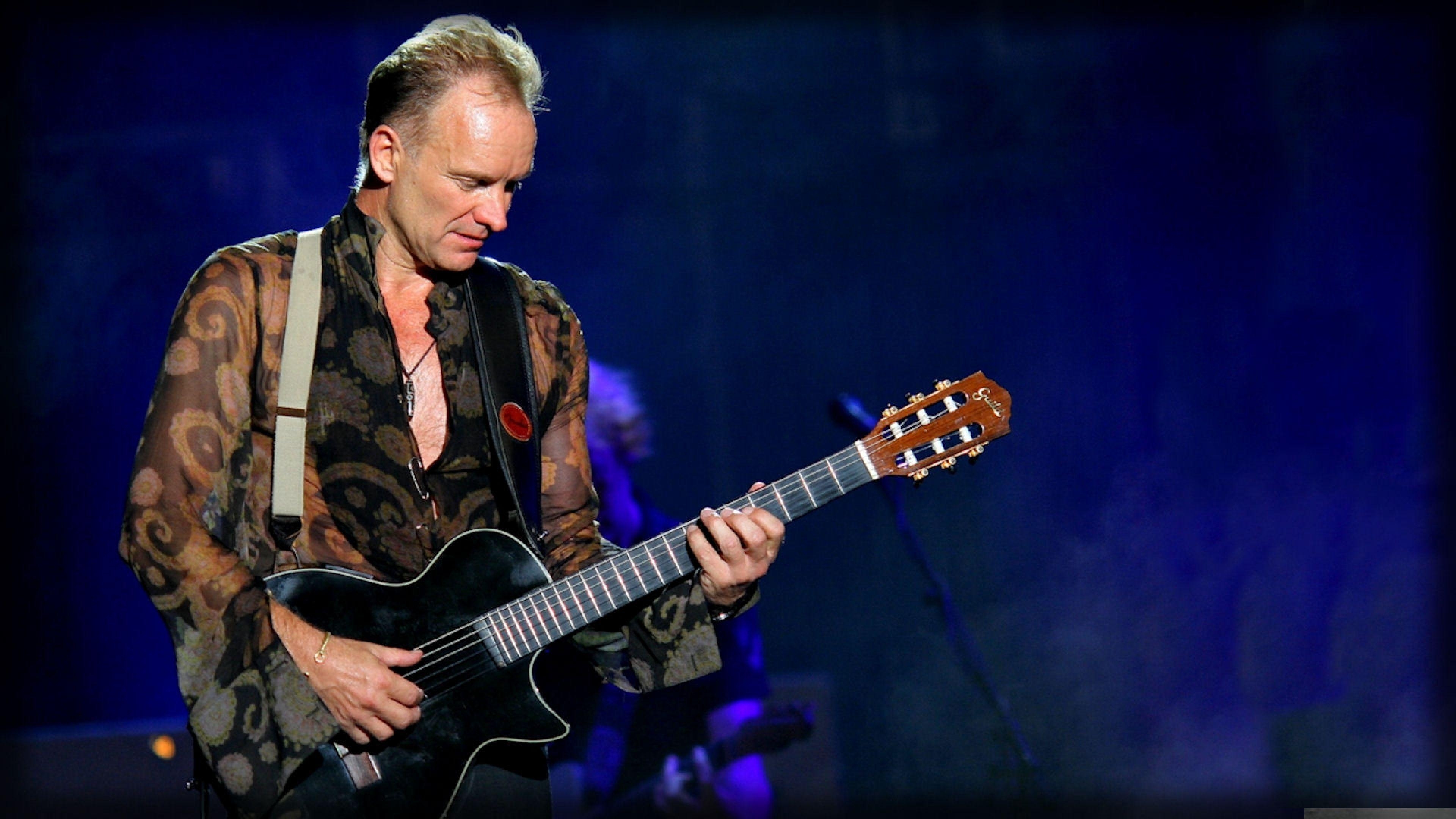 3840x2160 Download Wallpaper  Sting, Guitar, Play, Shirt, Show 4K, Desktop