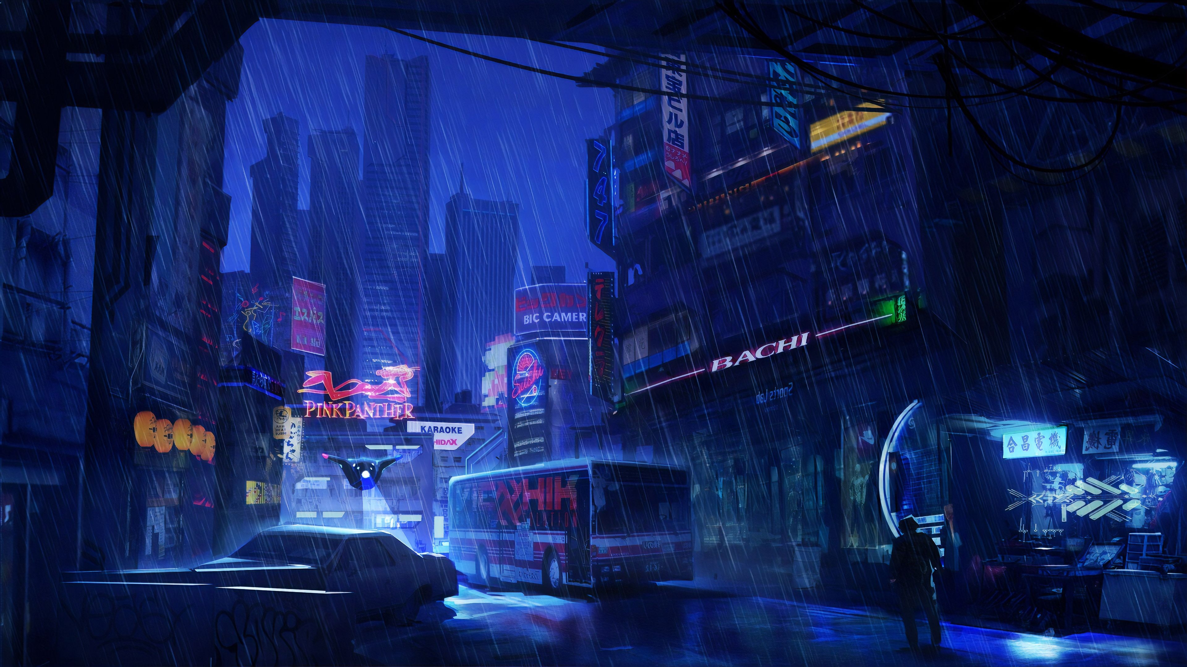 3840x2160 Futuristic City Dark Evening Rain 4k 2048x1152 Resolution HD 4k Wallpaper, Image, Background, Photo and Picture, Desktop