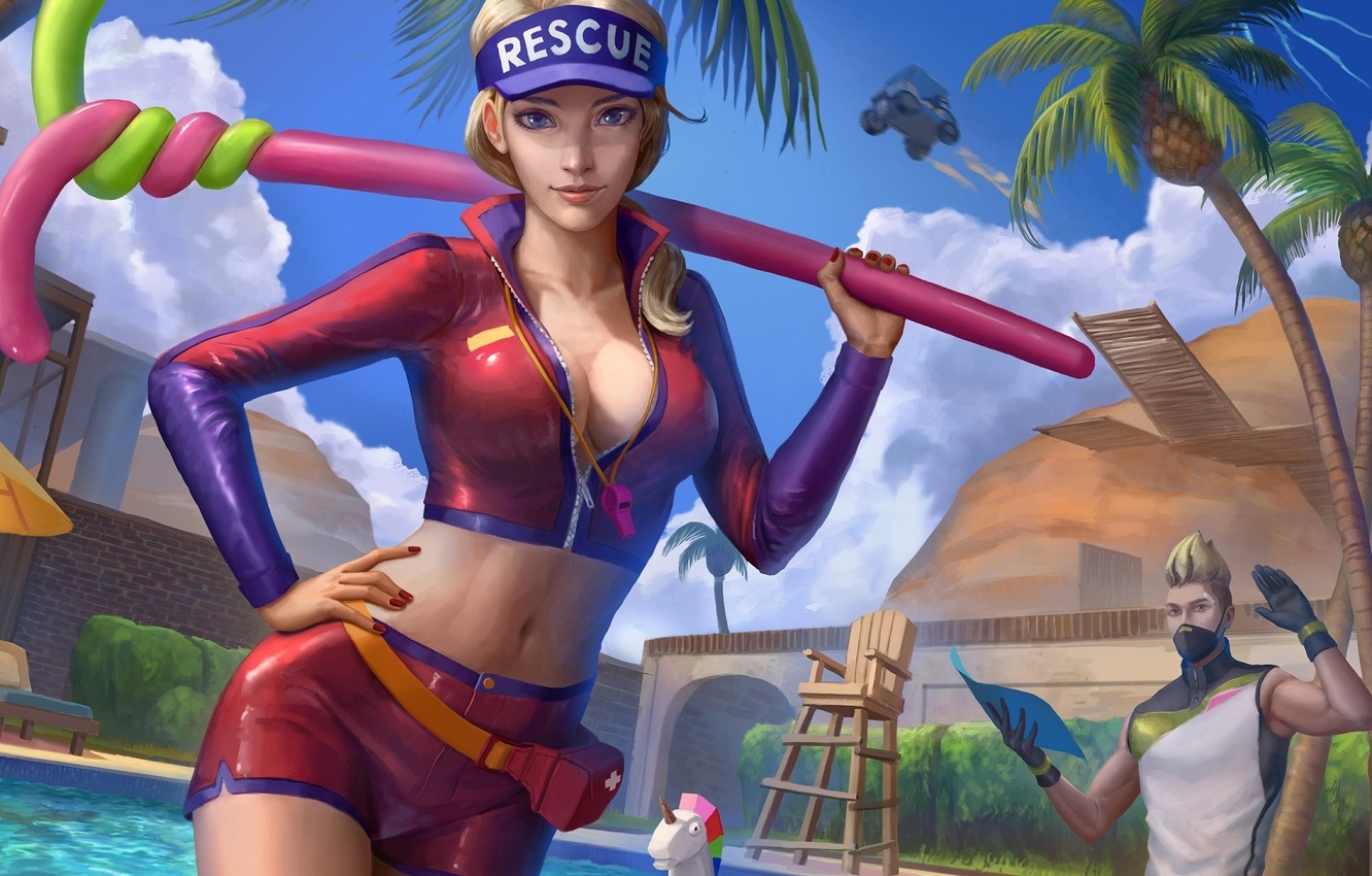 1340x850 Wallpaper girl, guy, Fortnite image for desktop, section игры, Desktop