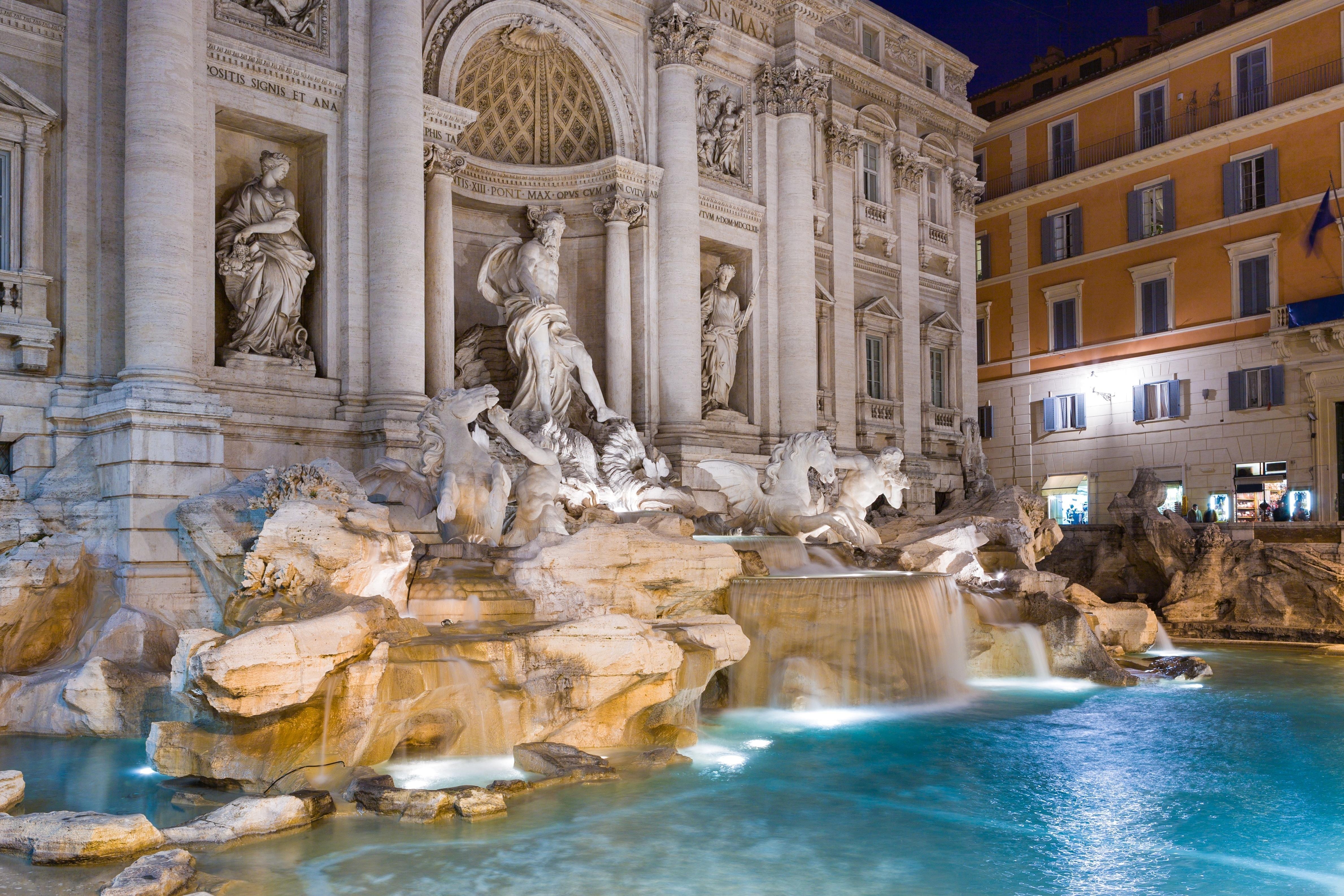 4760x3180 Wallpaper fires, night, Italy, Rome, fountain, Trevi City, nature, Desktop