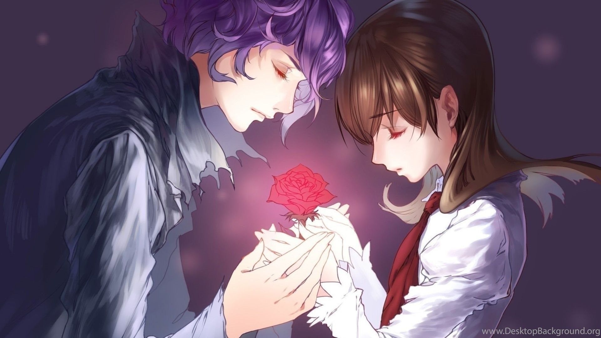 1920x1080 Animated Couple Flowers Love Anime Boy Girl Image Wallpaper, Desktop