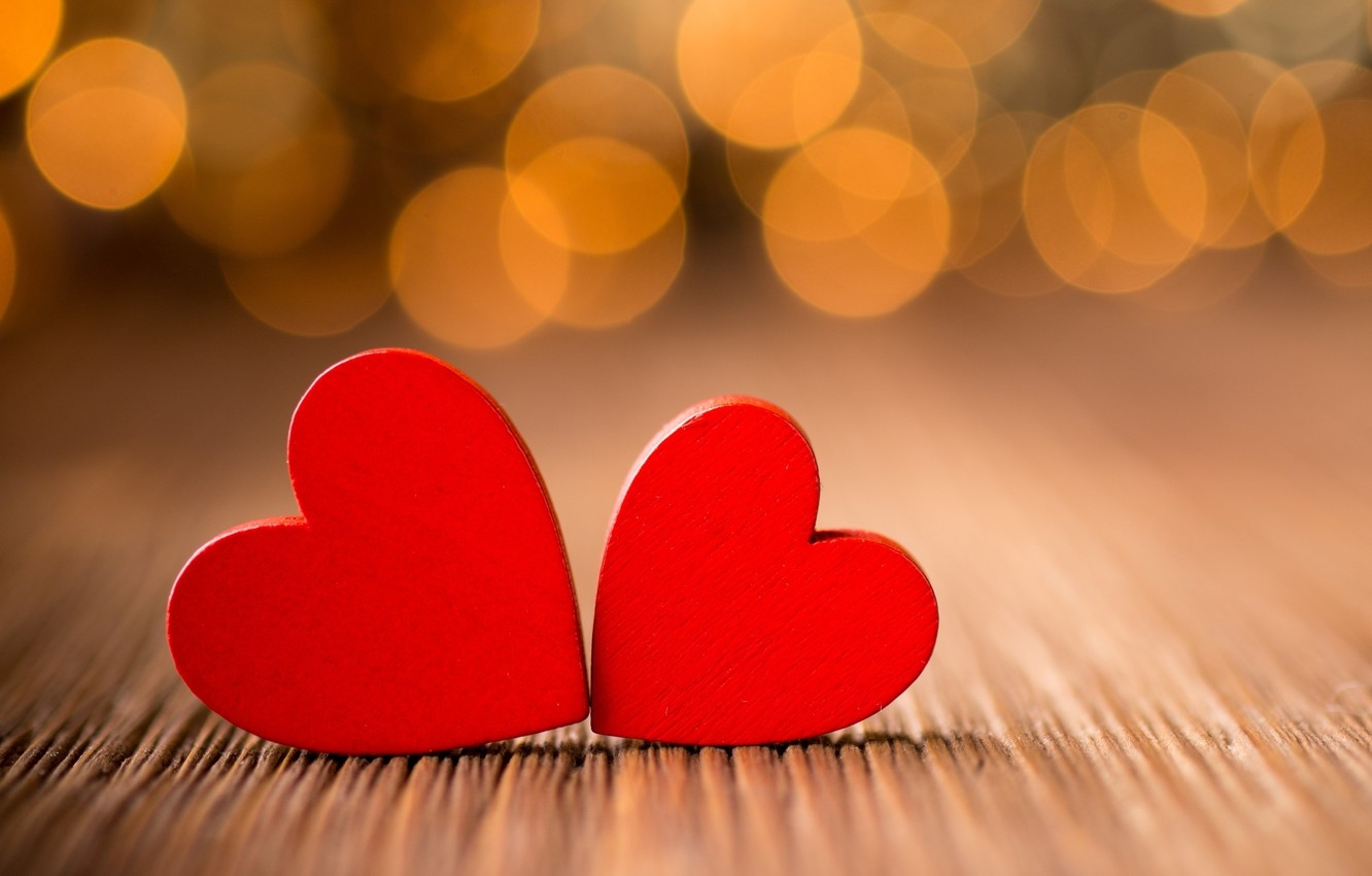 1340x850 Wallpaper macro, lights, table, tree, heart, hearts, red, bokeh image for desktop, section настроения, Desktop