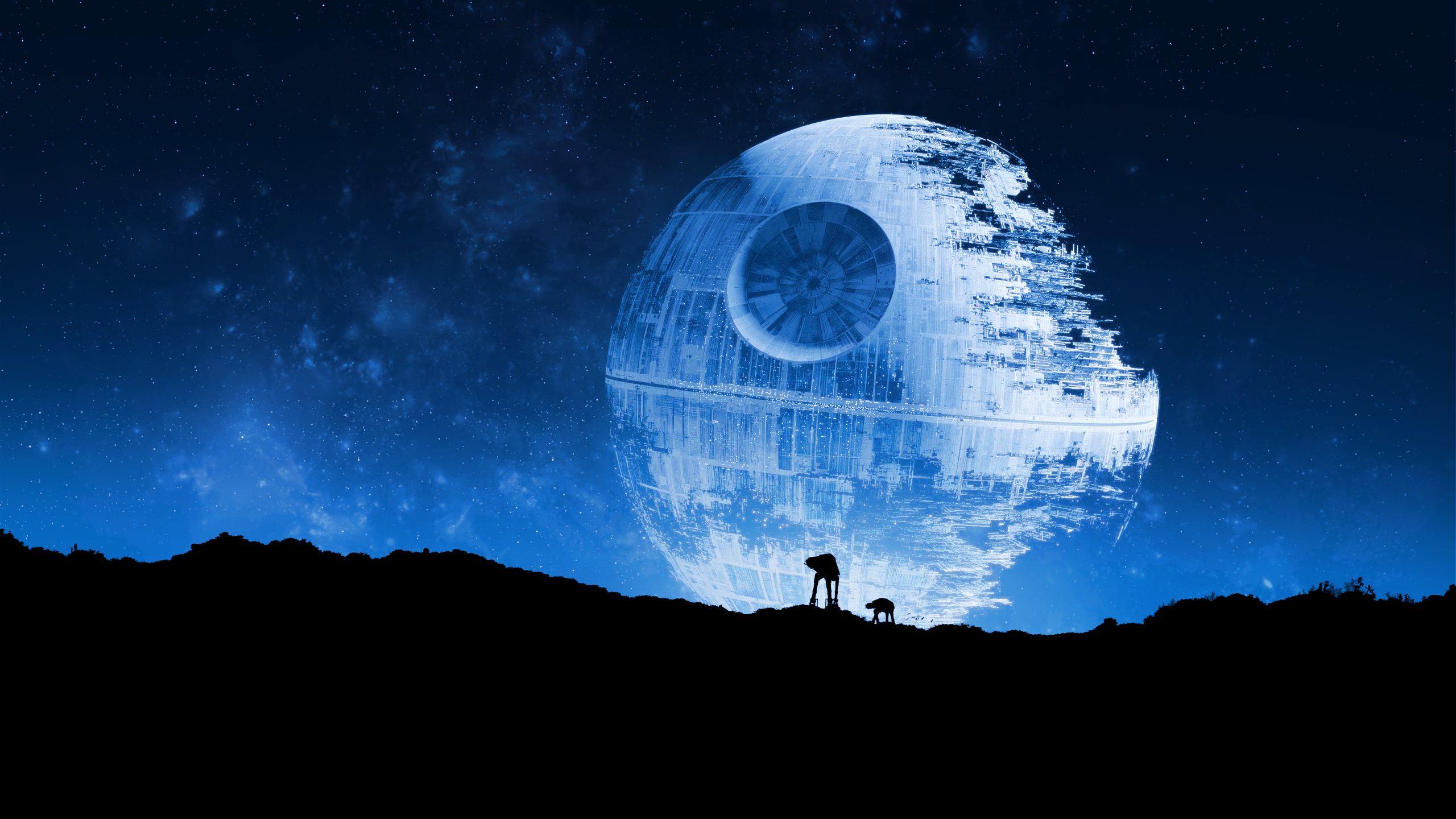 2560x1440 Wallpaper, Star Wars, Death Star, AT AT, space, night sky, Desktop