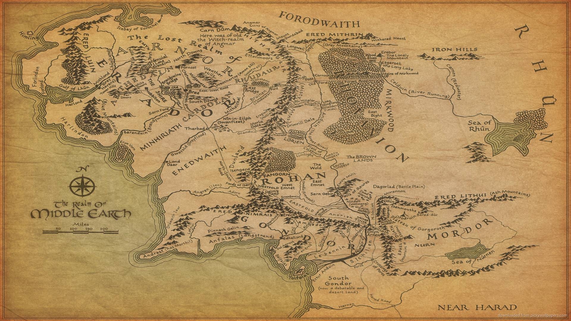 1920x1080 The Map Of Middle Earth Wallpaper, Desktop