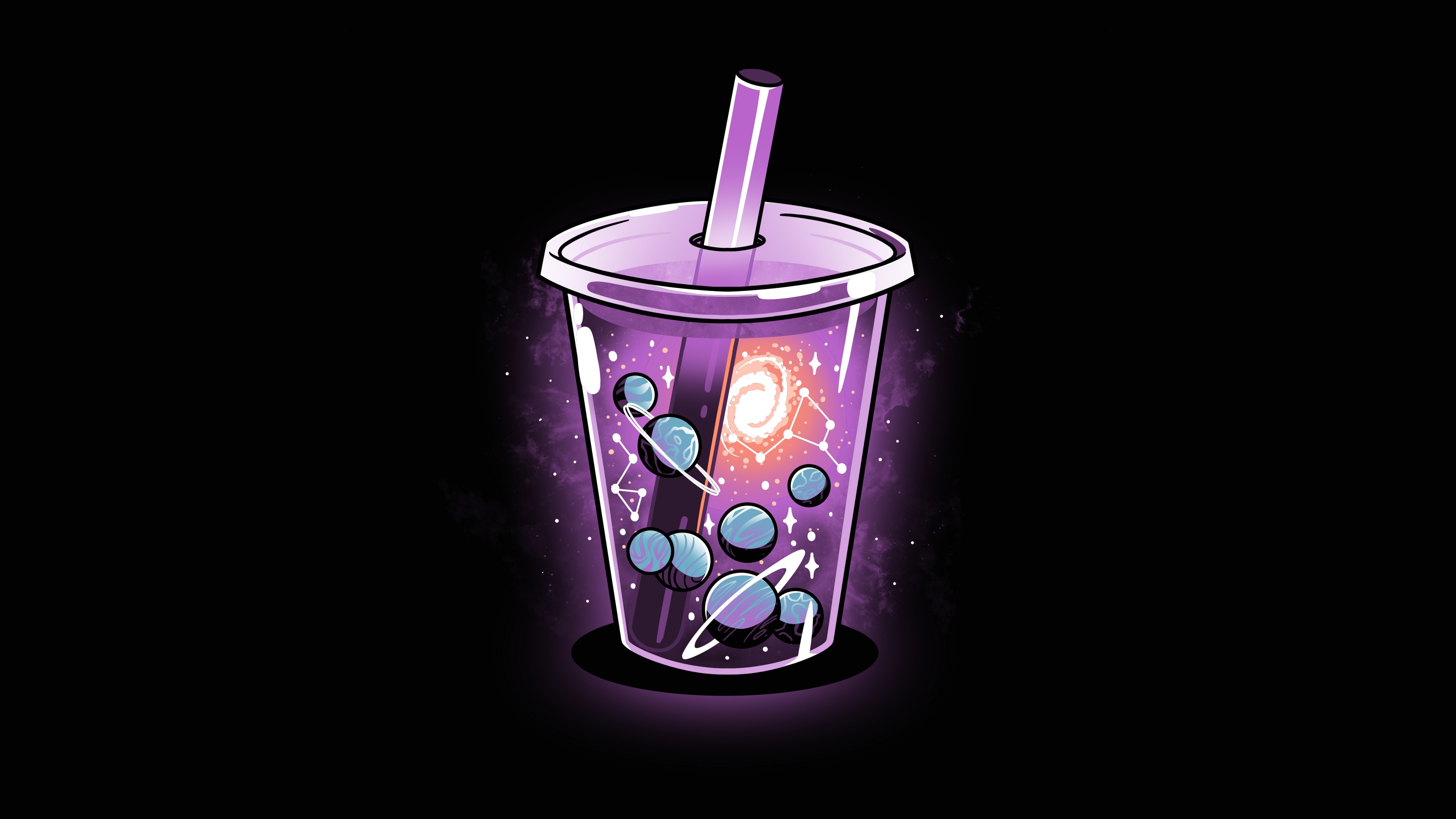 6020x3390 Bubble tea Wallpaper 4K, Planets, Black background, 5K, 8K, Desktop