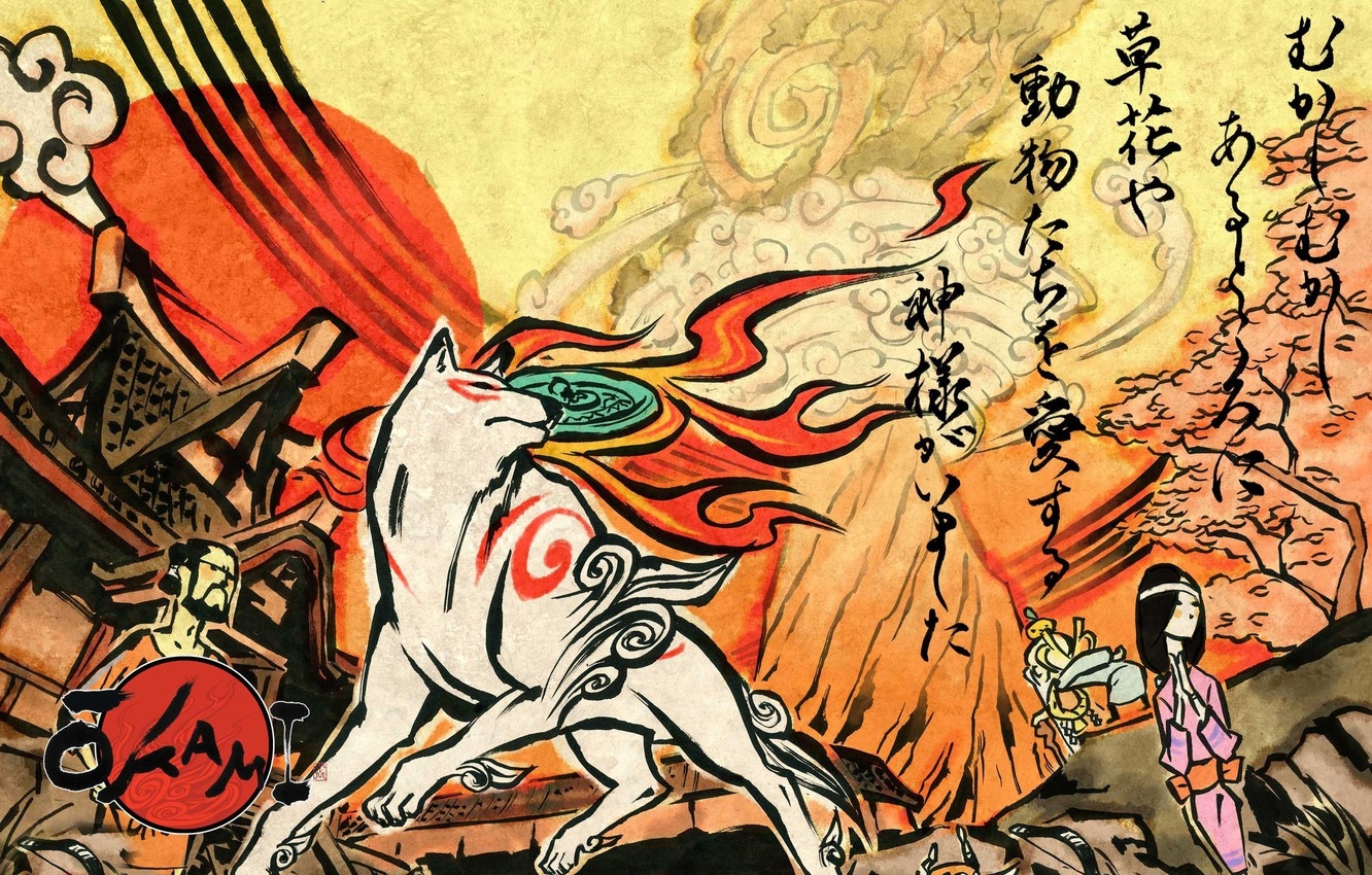 1340x850 Wallpaper Japan, game, Wii, wolf, asian, japanese, god, PlayStation kimono, PS oriental, asiatic, PlayStation Capcon, Ōkami, Nippon image for desktop, section игры, Desktop