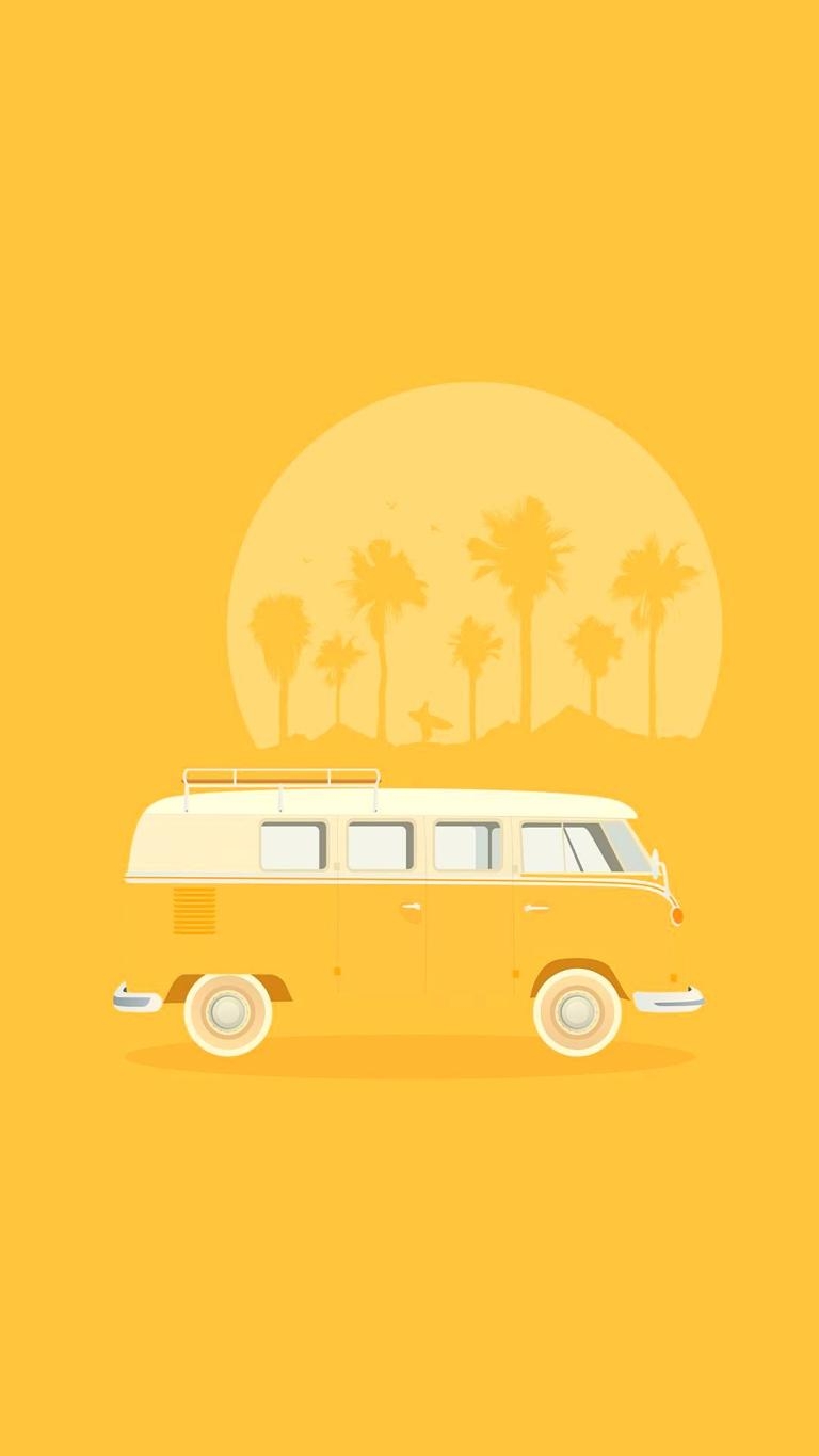 770x1370 Summer Vacation Van Minimal 1080X1920 FHD Wallpaper Download, Phone