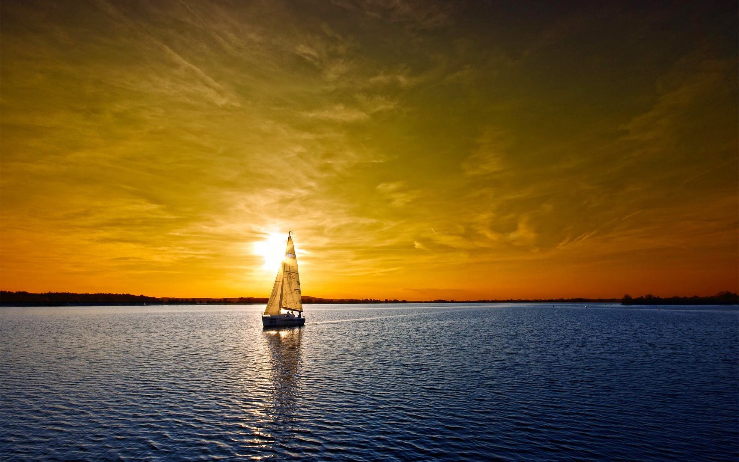 2560x1600 A Sunset Over A Sail Boat HD Wallpaper Sunset HD, Desktop