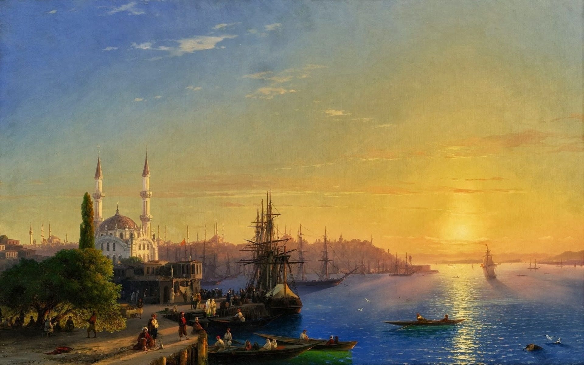 1920x1200 fantasy art painting boat coast ivan aivazovsky classic art sunset P # wallpaper #hdwallpaper #desktop. Classic art, Fantasy art, Sunset wallpaper, Desktop