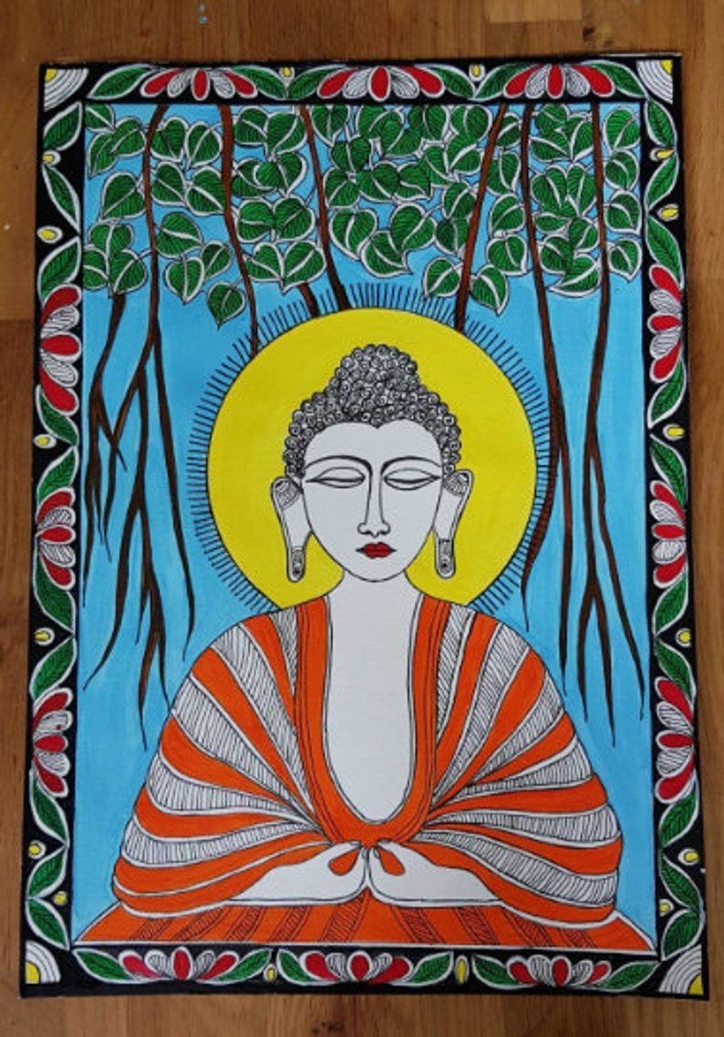 800x1140 Traditional Indian madhubani painting Buddha Zen Art Gautam. Etsy, Phone